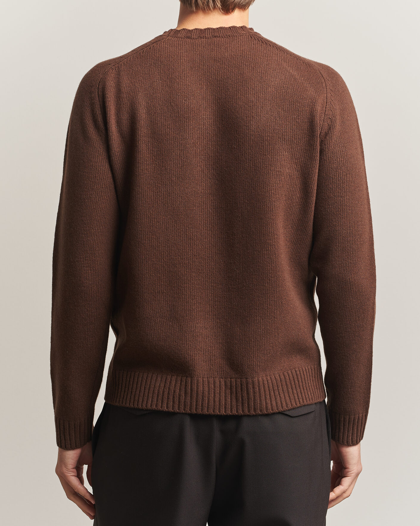 Heren | Truien | Morgano | Heavy Knitted Wool/Cashmere Crewneck Dark Brown