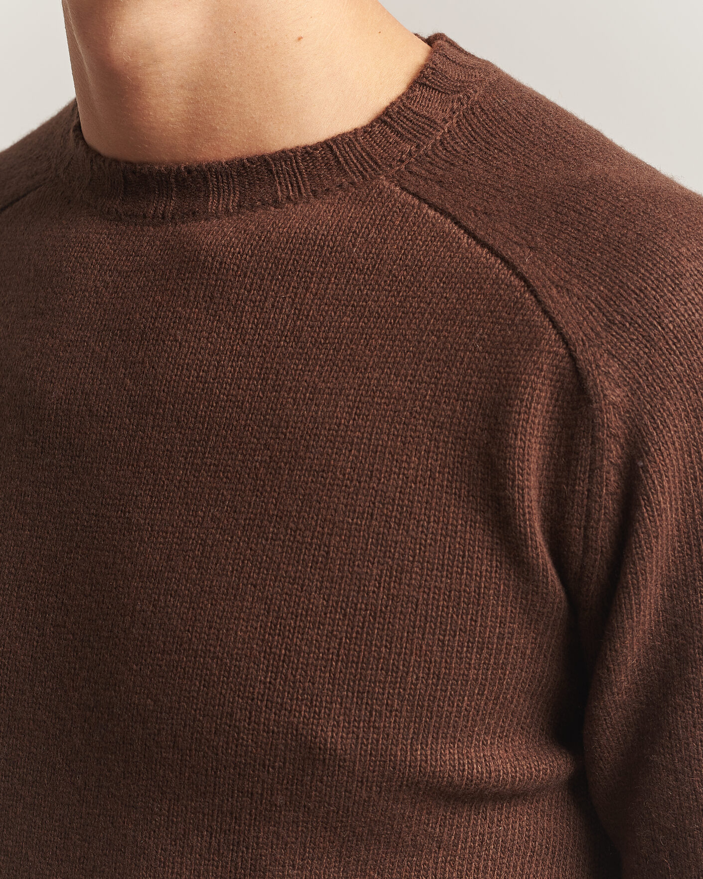 Heren | Truien | Morgano | Heavy Knitted Wool/Cashmere Crewneck Dark Brown