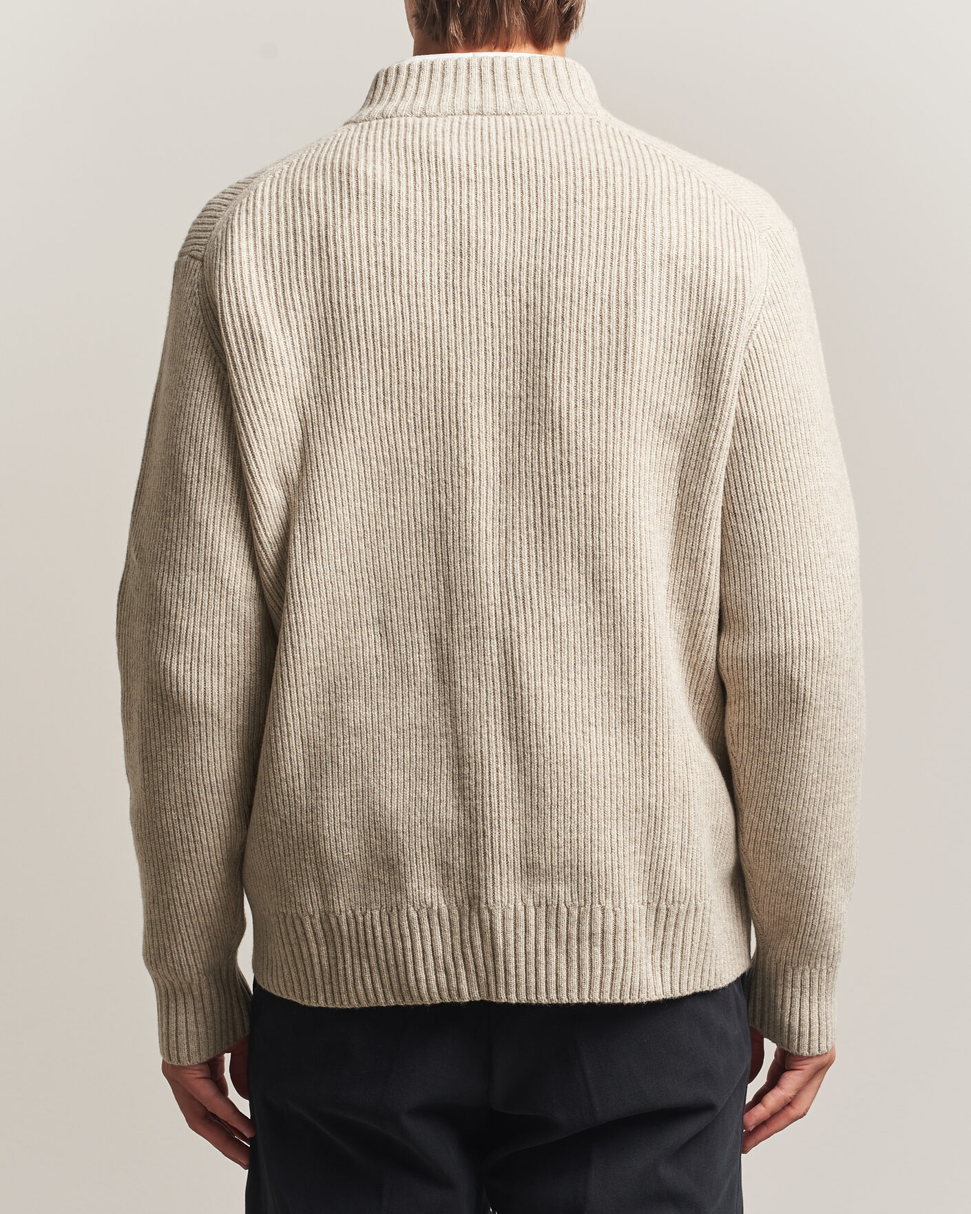 Heren | Truien | Charles Tyrwhitt | Chunky Merino Zip Neck Oat