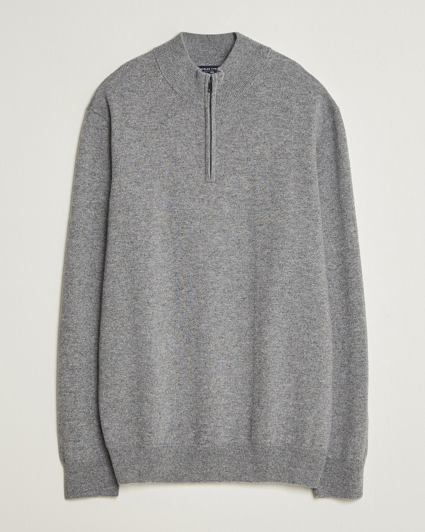 Heren | Truien | Charles Tyrwhitt | Pure Cashmere Zip Neck Jumper Grey