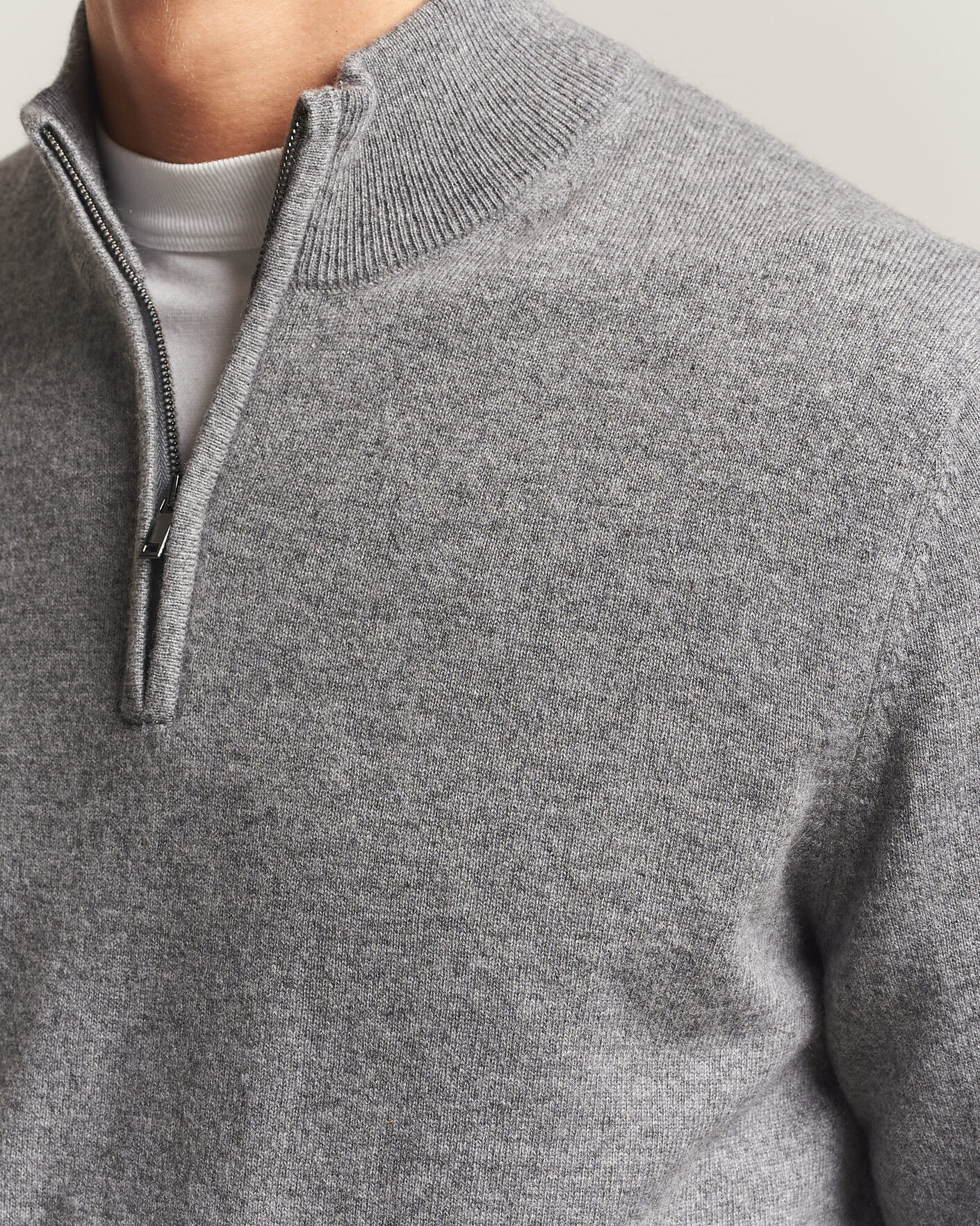 Heren | Truien | Charles Tyrwhitt | Pure Cashmere Zip Neck Jumper Grey