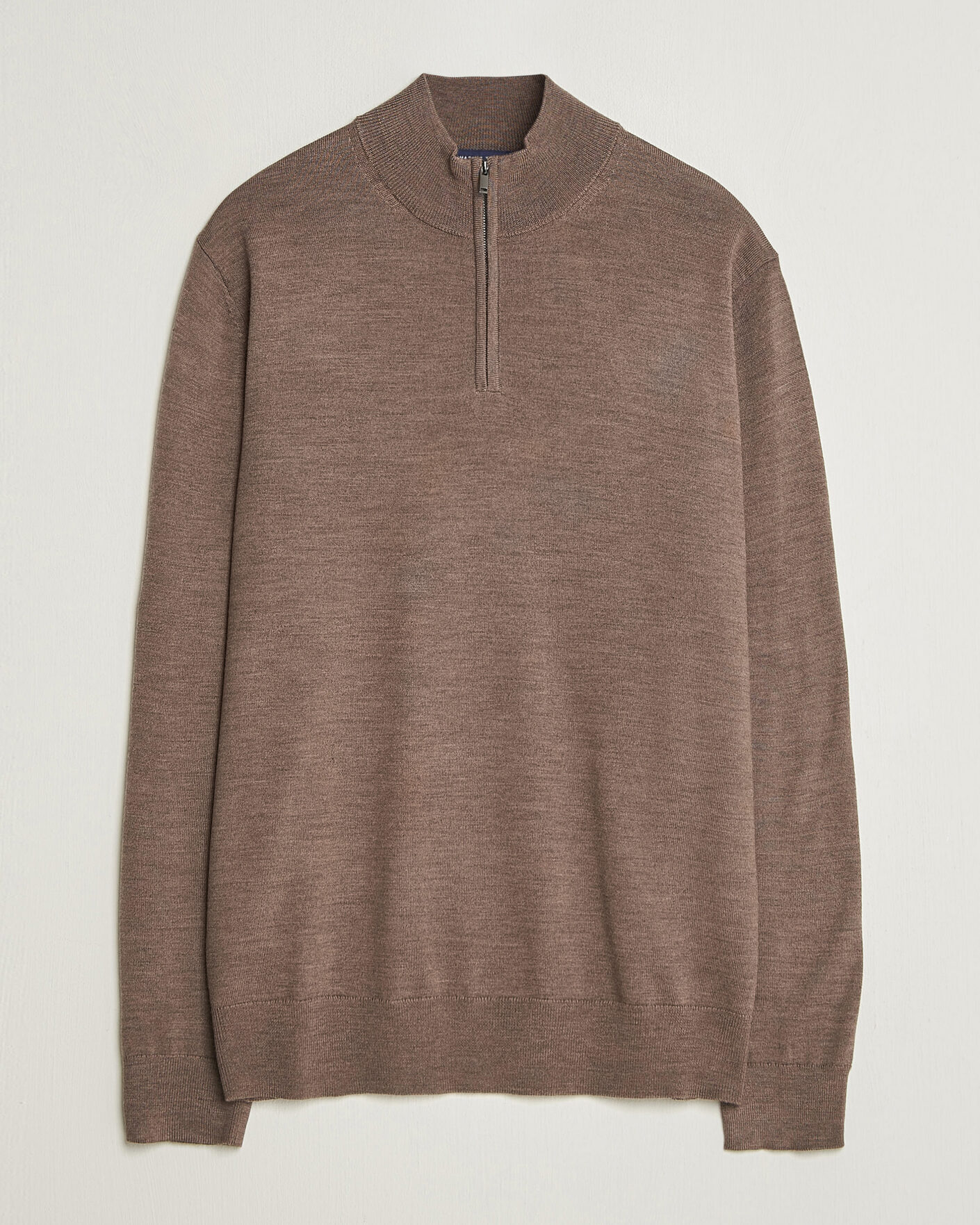 Heren | Truien | Charles Tyrwhitt | Pure Merino Zip Neck Jumper Mocha