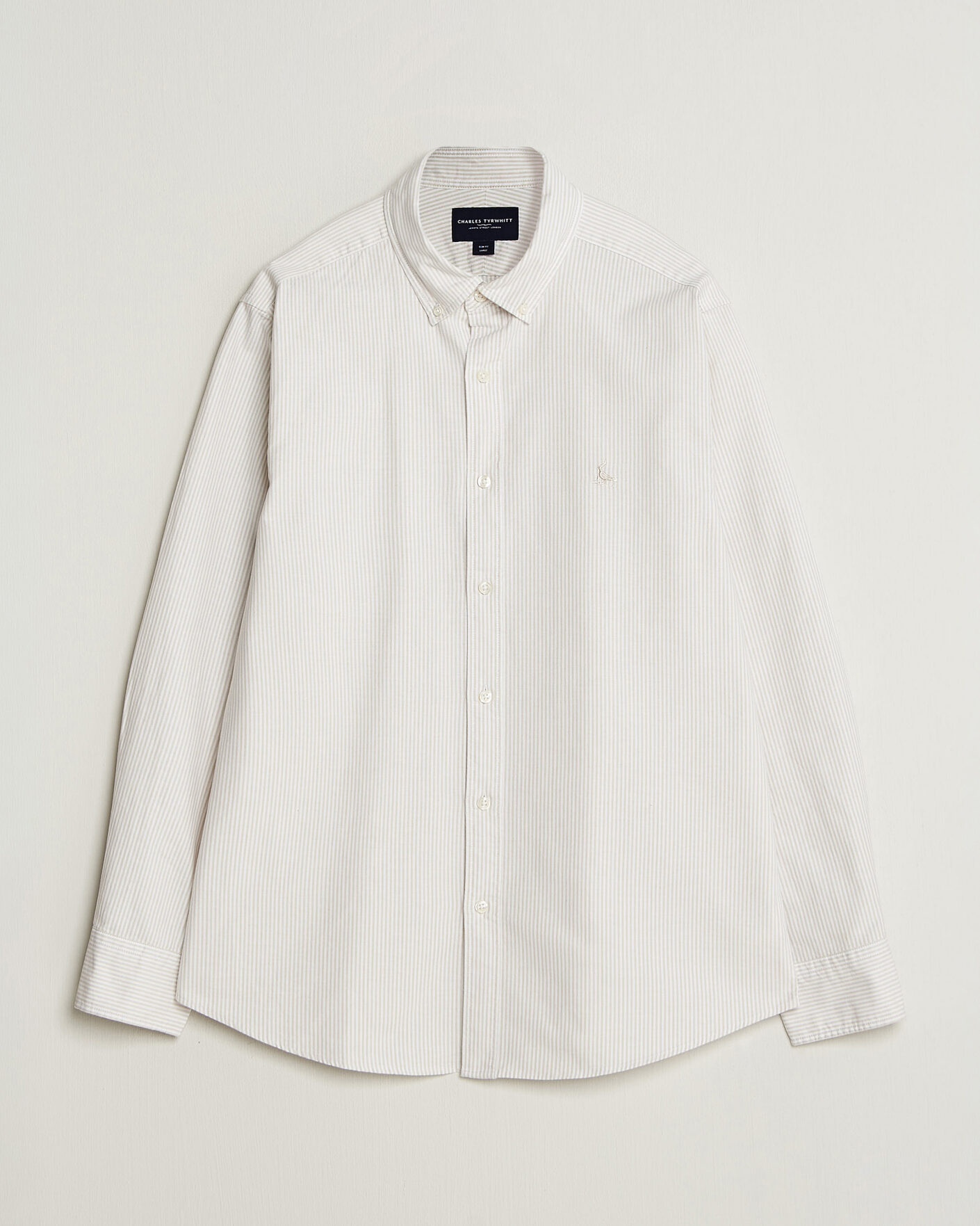 Heren | Overhemden | Charles Tyrwhitt | Button Down Stretch Oxford Shirt Stone