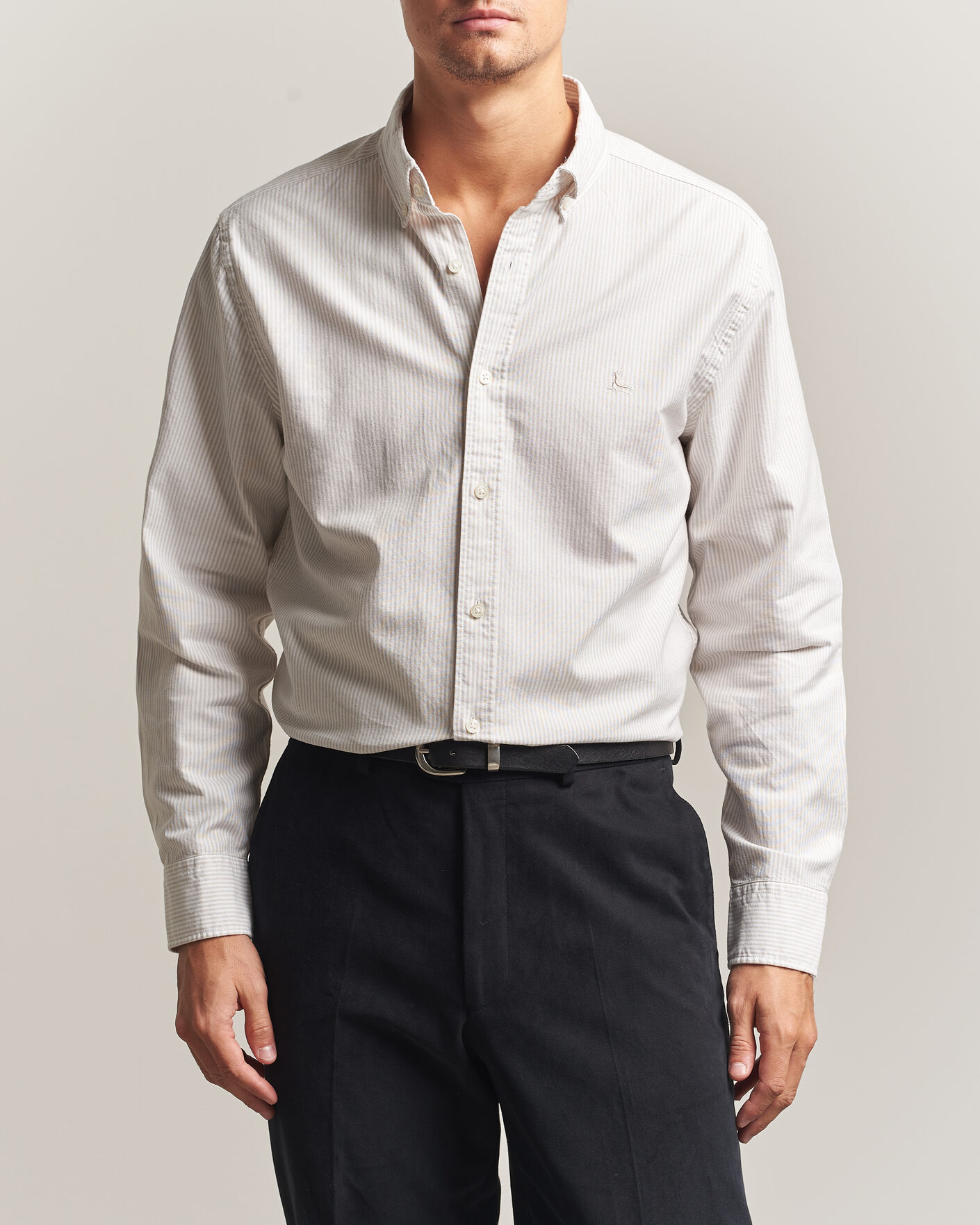 Heren | Overhemden | Charles Tyrwhitt | Button Down Stretch Oxford Shirt Stone