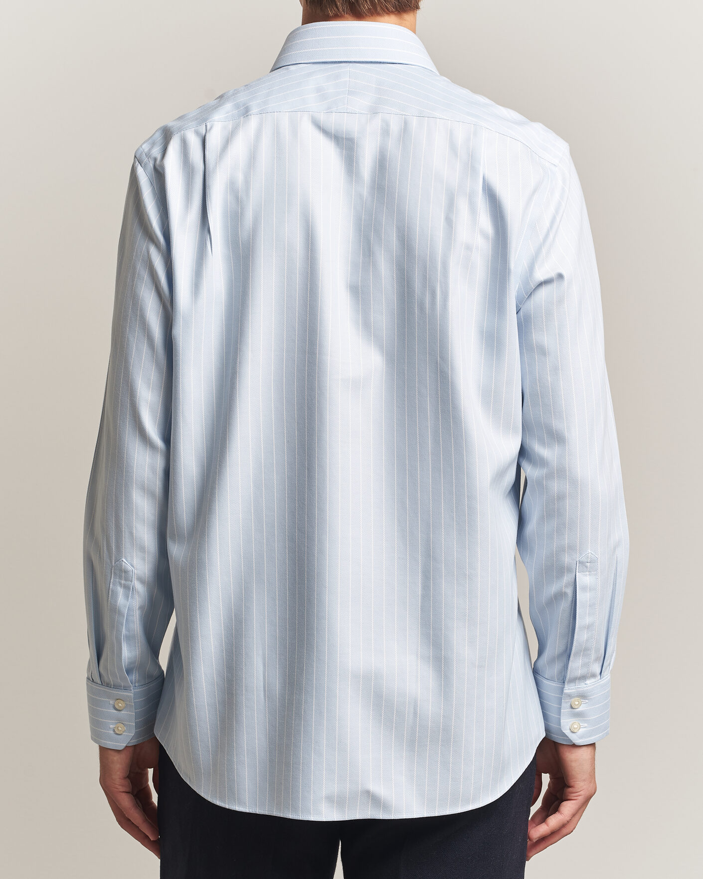 Heren | Overhemden | Charles Tyrwhitt | Slim Fit Non Iron Herringbone Stripe Shirt Light Blue