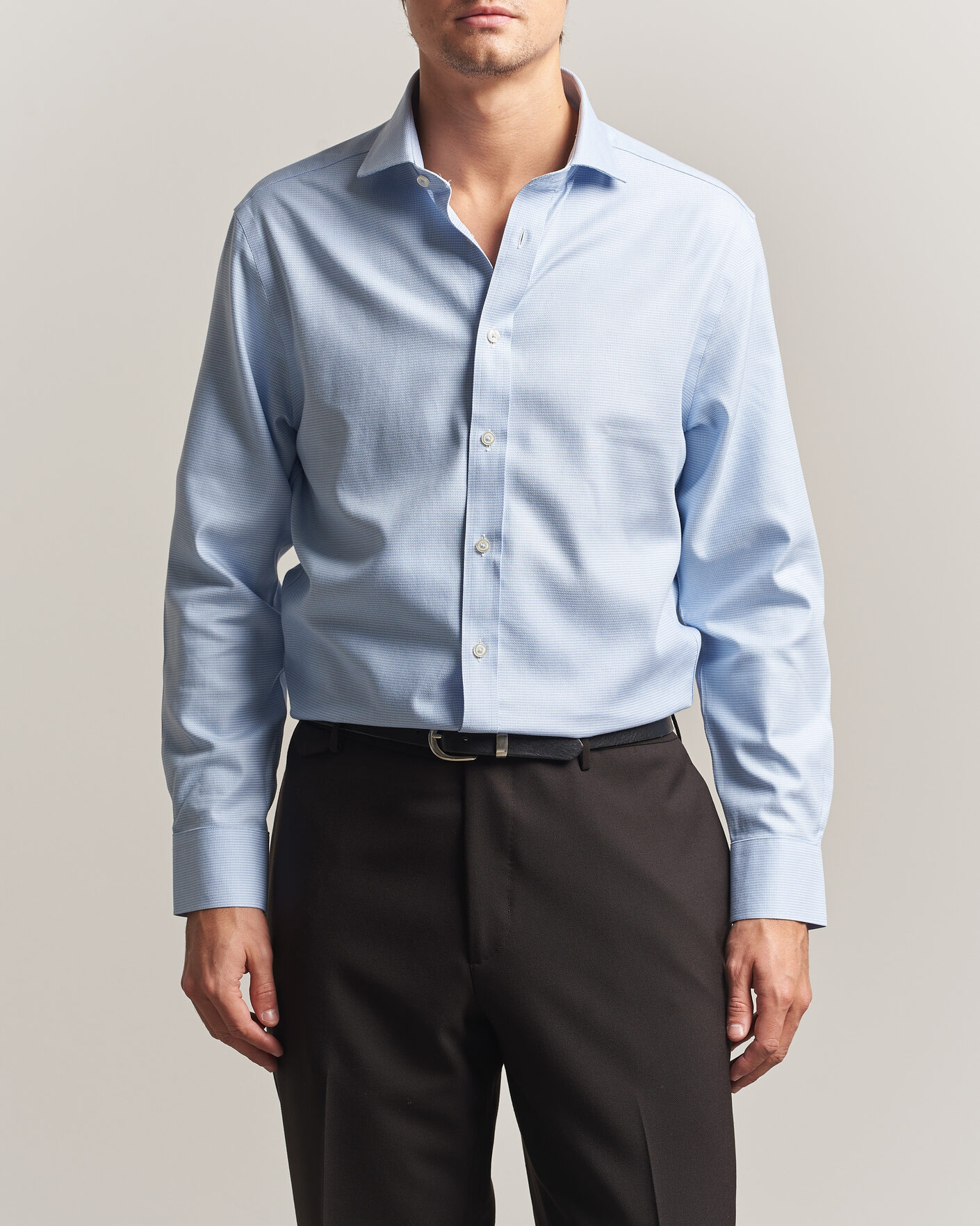 Heren | Overhemden | Charles Tyrwhitt | Slim Fit Non Iron Trafalgar Weave Shirt Sky Blue