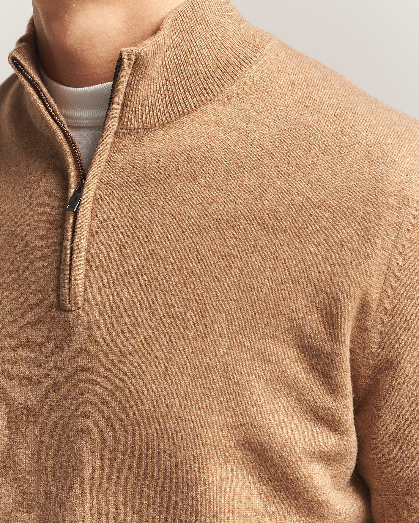 Heren | Truien | Charles Tyrwhitt | Pure Cashmere Zip Neck Jumper Tan