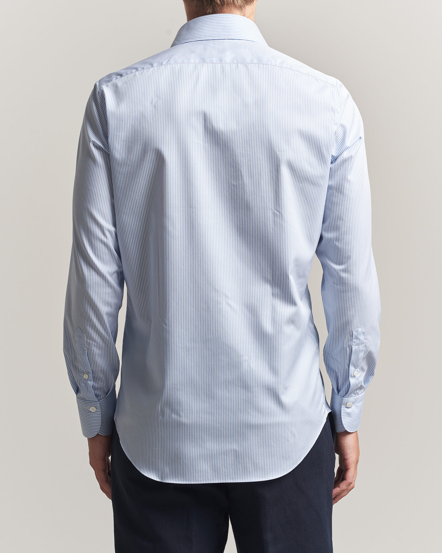 Heren | Overhemden | Finamore Napoli | Milano Slim Traveller Cotton Shirt Blue Stripe