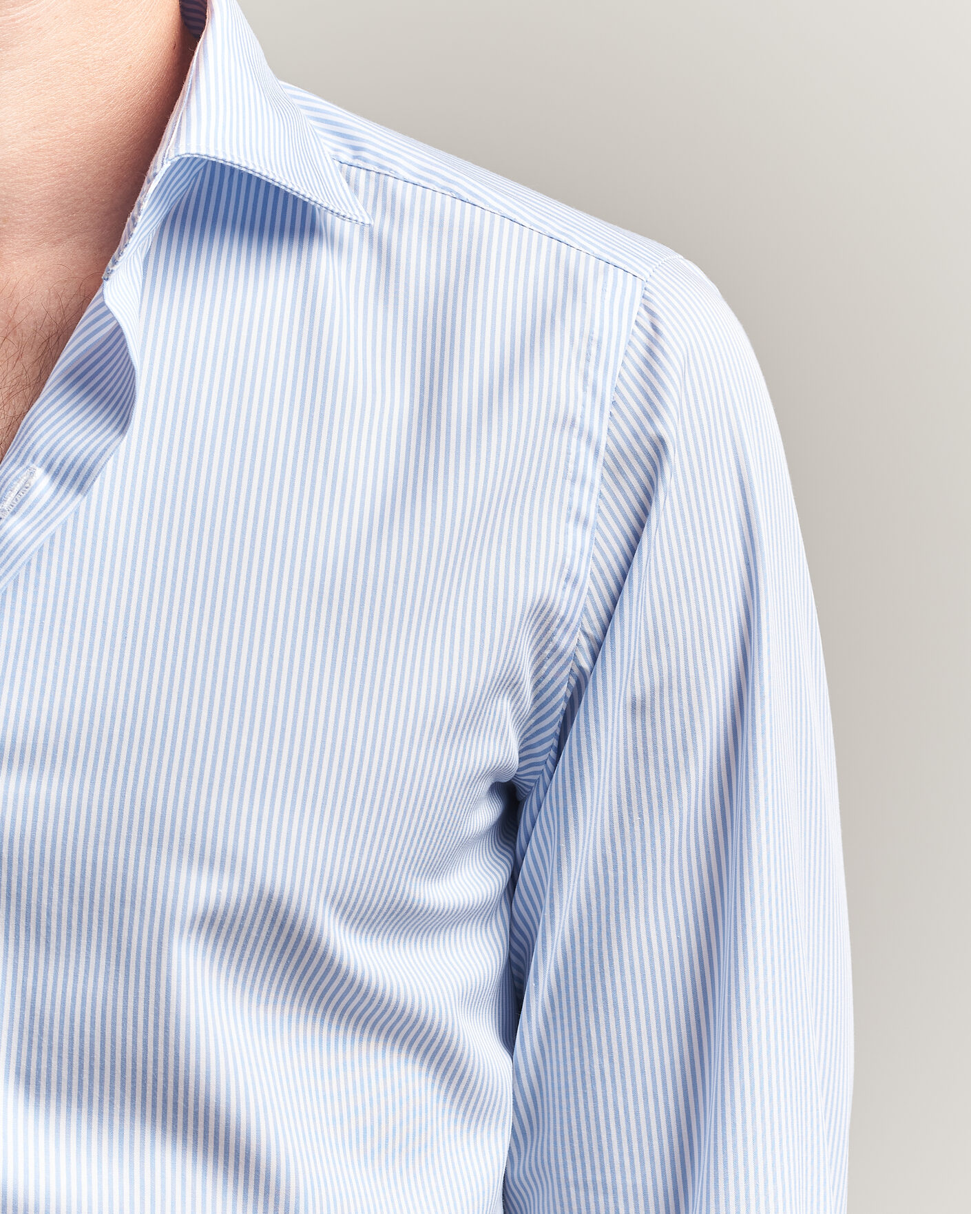 Heren | Overhemden | Finamore Napoli | Milano Slim Traveller Cotton Shirt Blue Stripe
