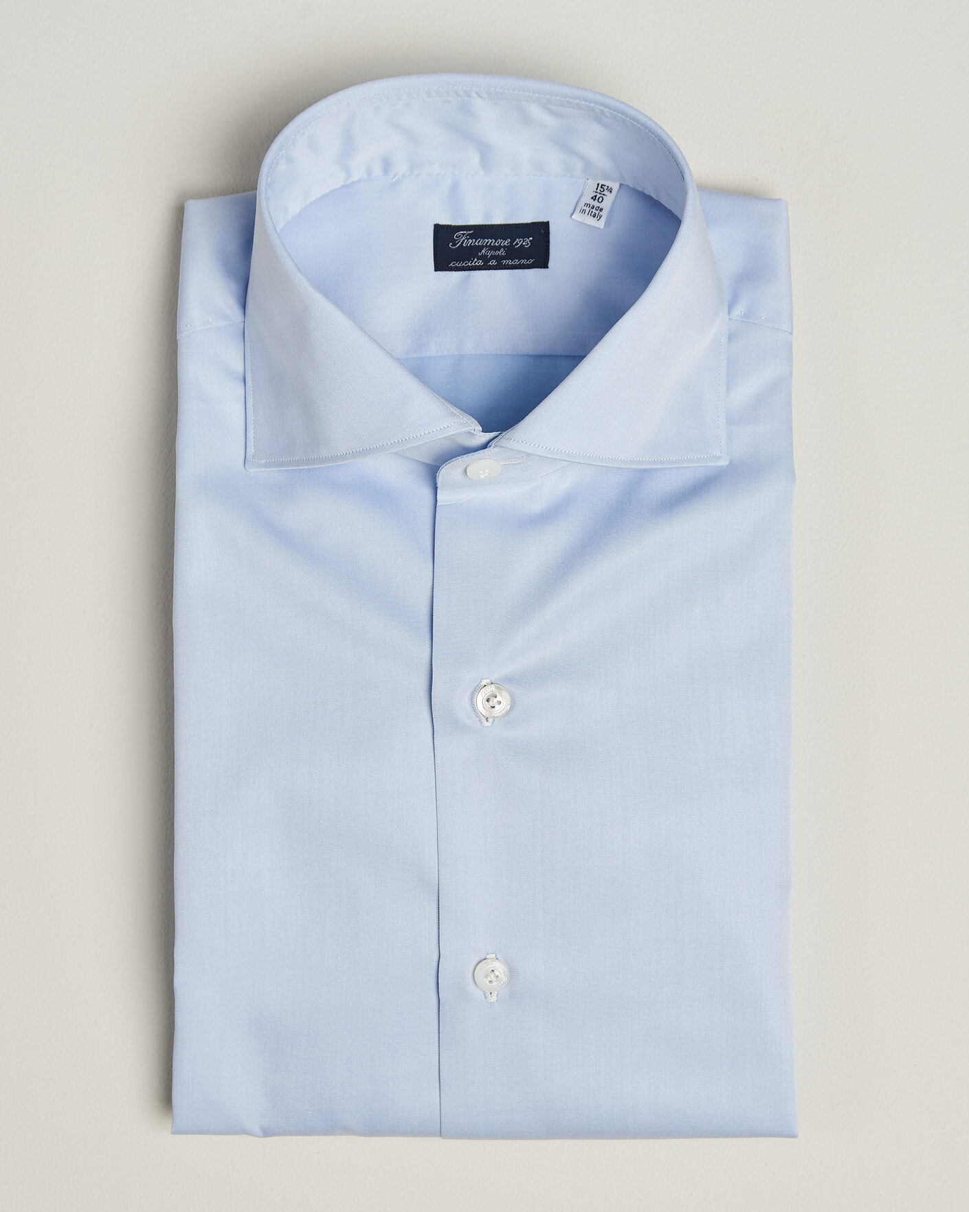 Heren | Overhemden | Finamore Napoli | Milano Slim Traveller Cotton Shirt Light Blue