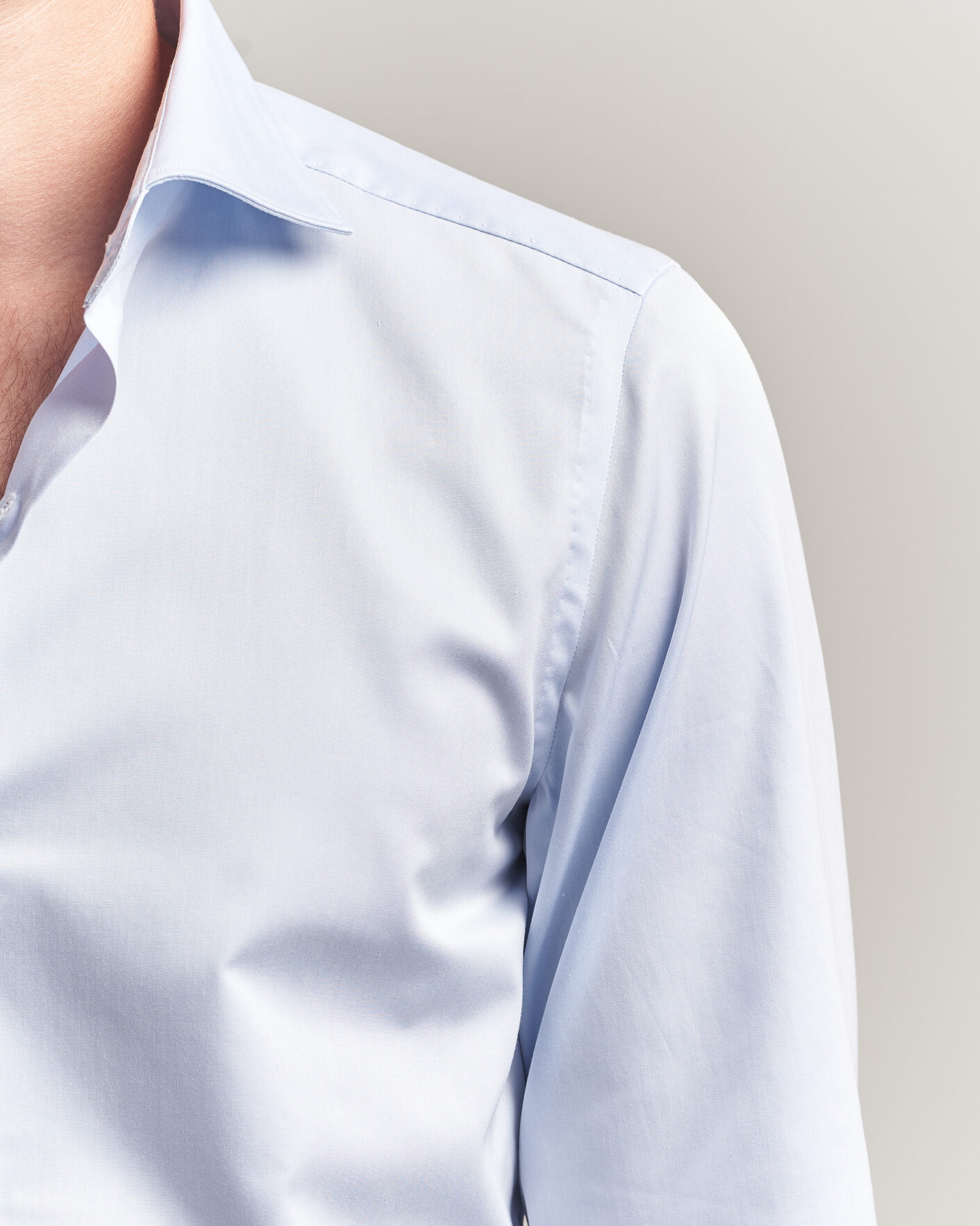 Heren | Overhemden | Finamore Napoli | Milano Slim Traveller Cotton Shirt Light Blue