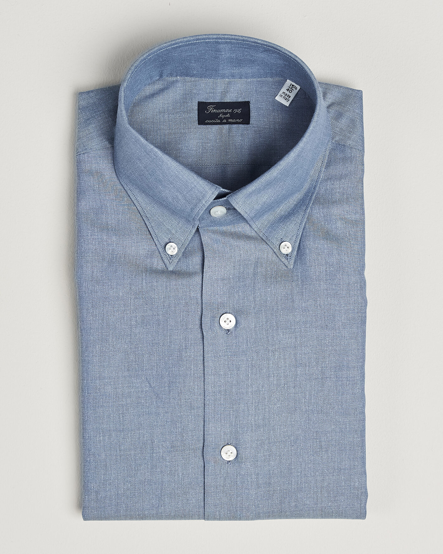 Heren | Overhemden | Finamore Napoli | Milano Slim Cashmere BD Shirt Light Blue