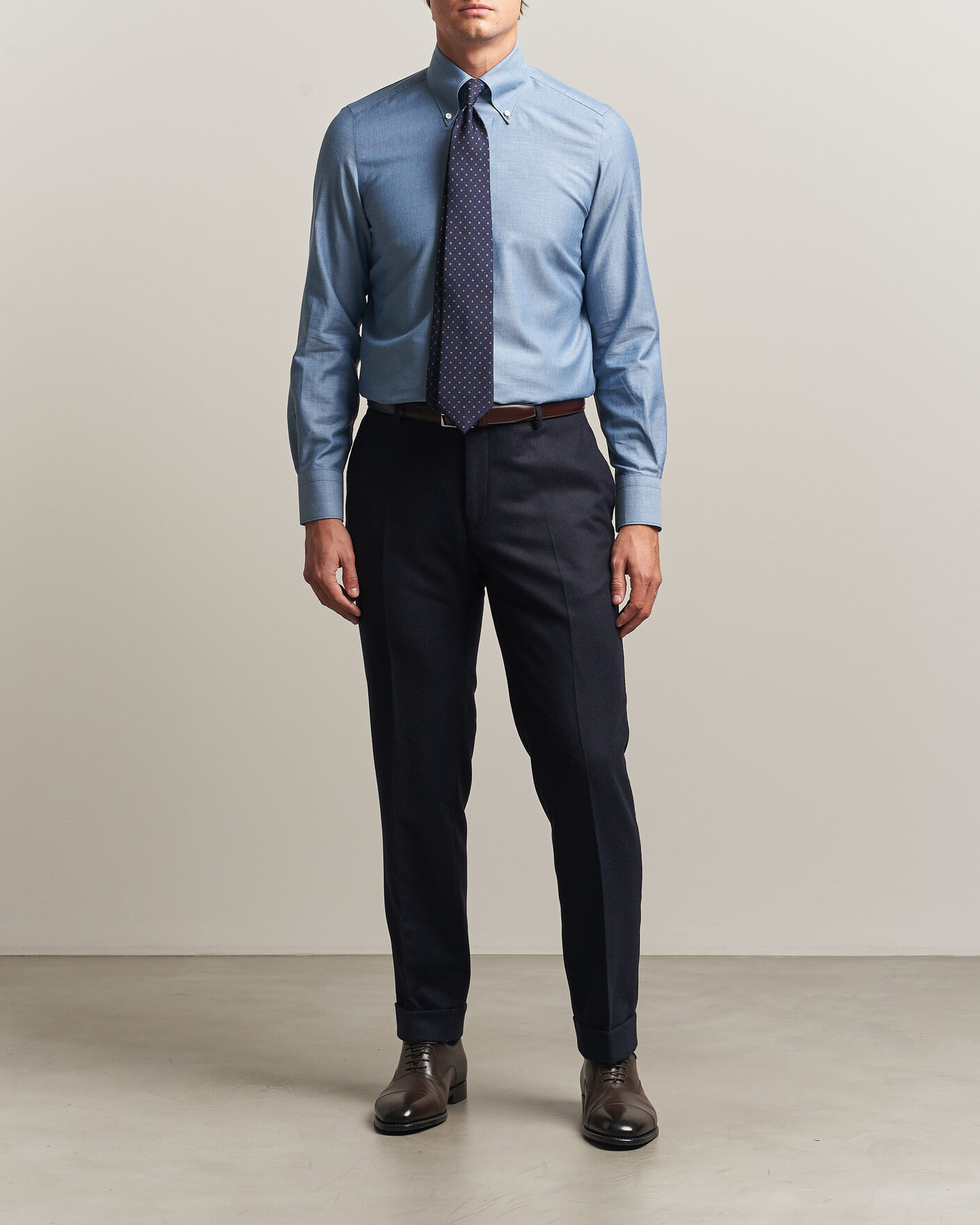 Heren | Overhemden | Finamore Napoli | Milano Slim Cashmere BD Shirt Light Blue