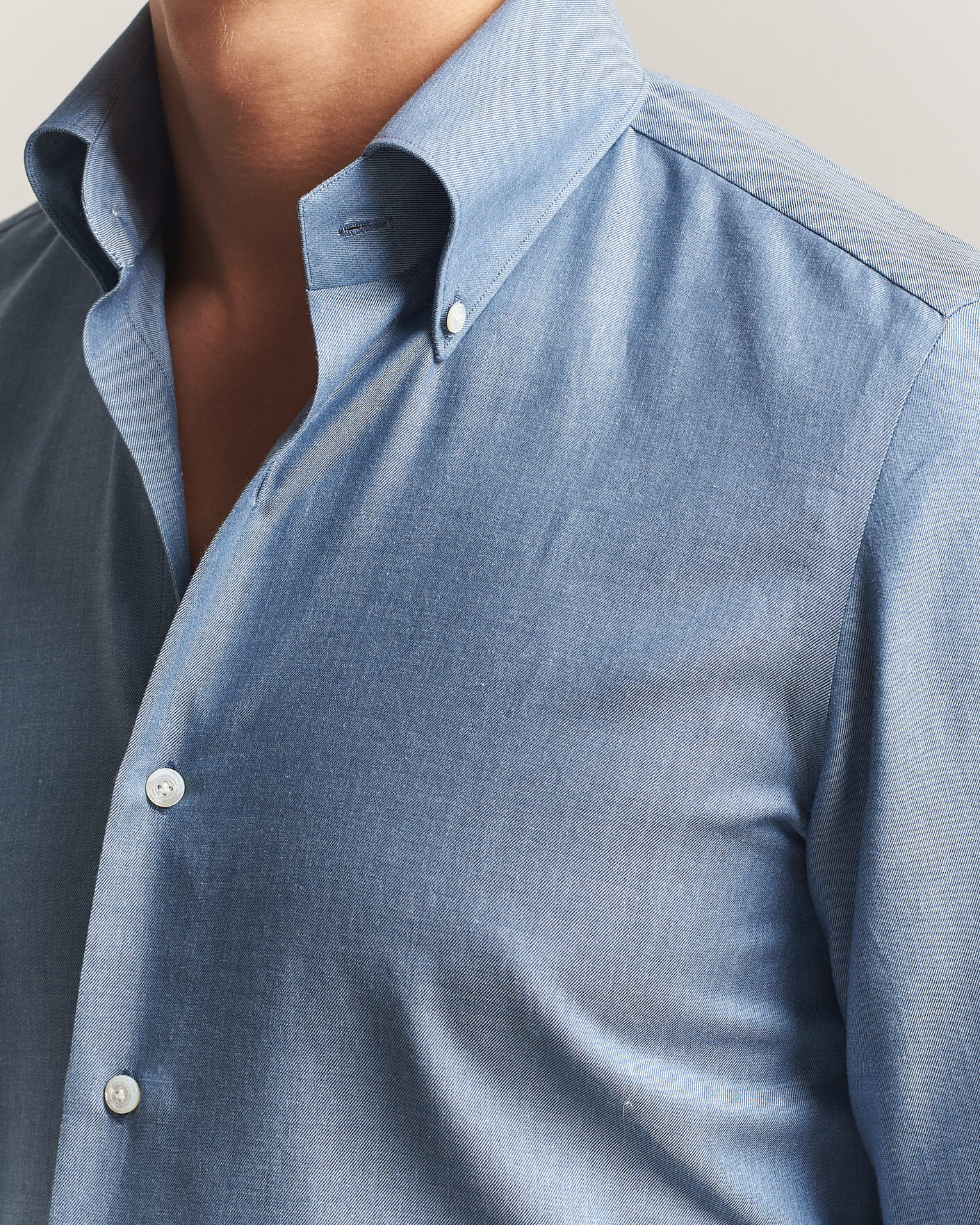 Heren | Overhemden | Finamore Napoli | Milano Slim Cashmere BD Shirt Light Blue