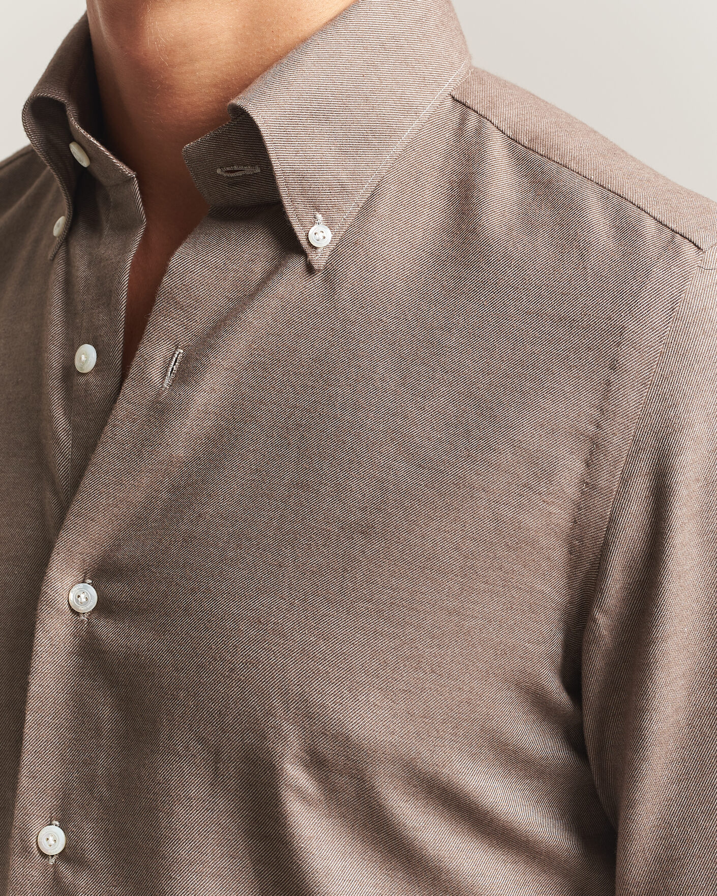 Heren | Overhemden | Finamore Napoli | Milano Slim Cashmere BD Shirt Brown