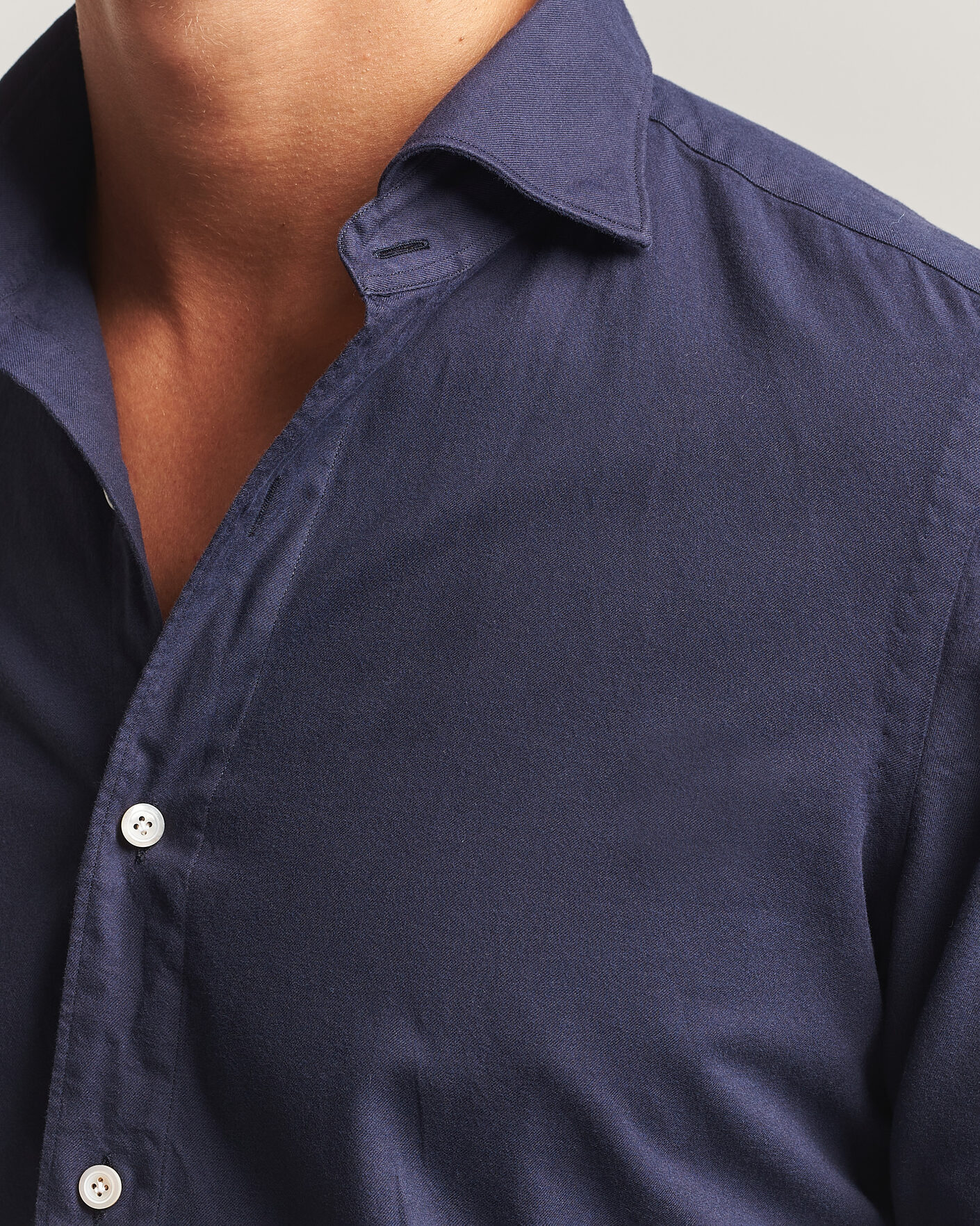 Heren | Overhemden | Finamore Napoli | Gaeta Flannel Sport Shirt Navy
