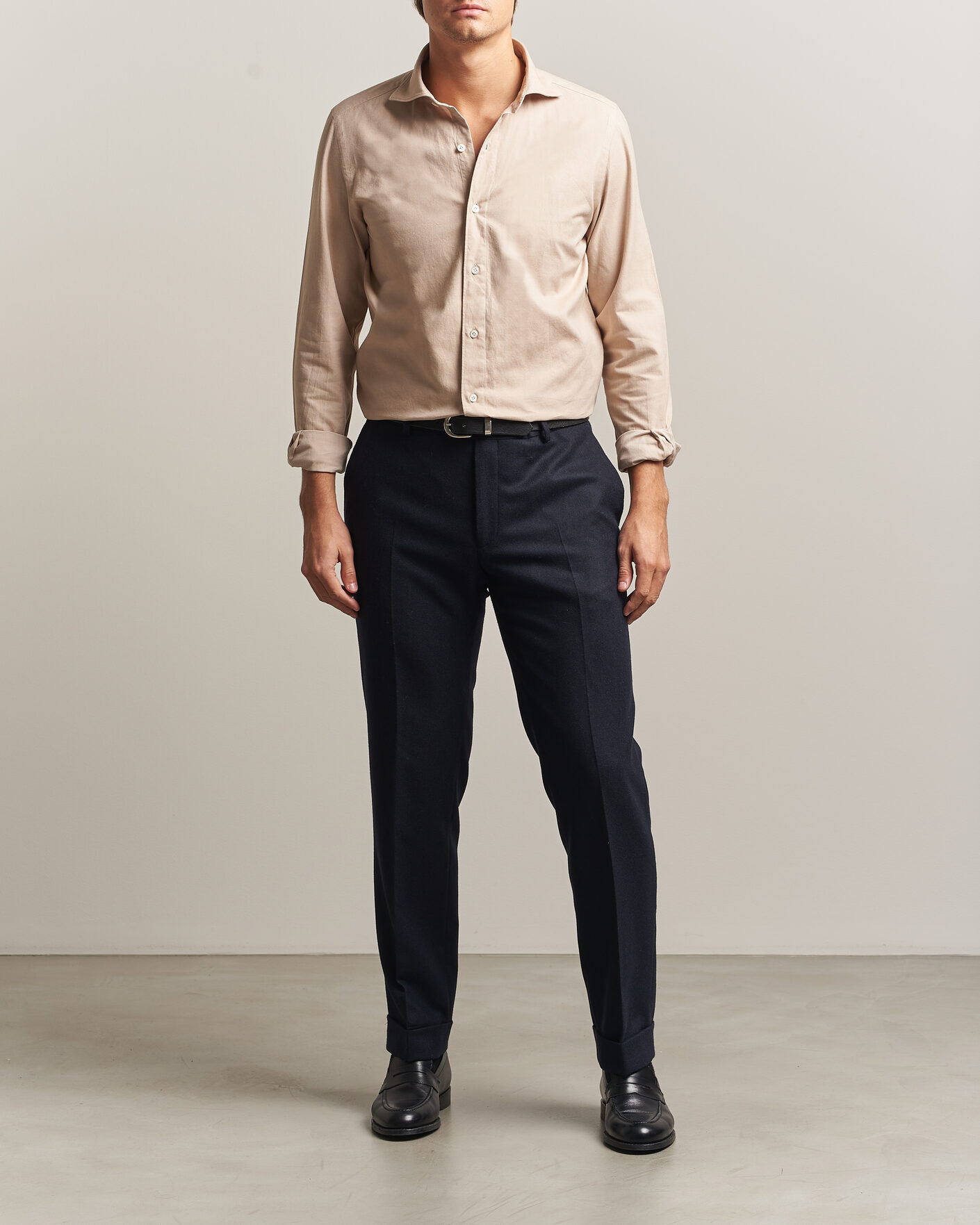 Heren | Overhemden | Finamore Napoli | Gaeta Flannel Sport Shirt Beige