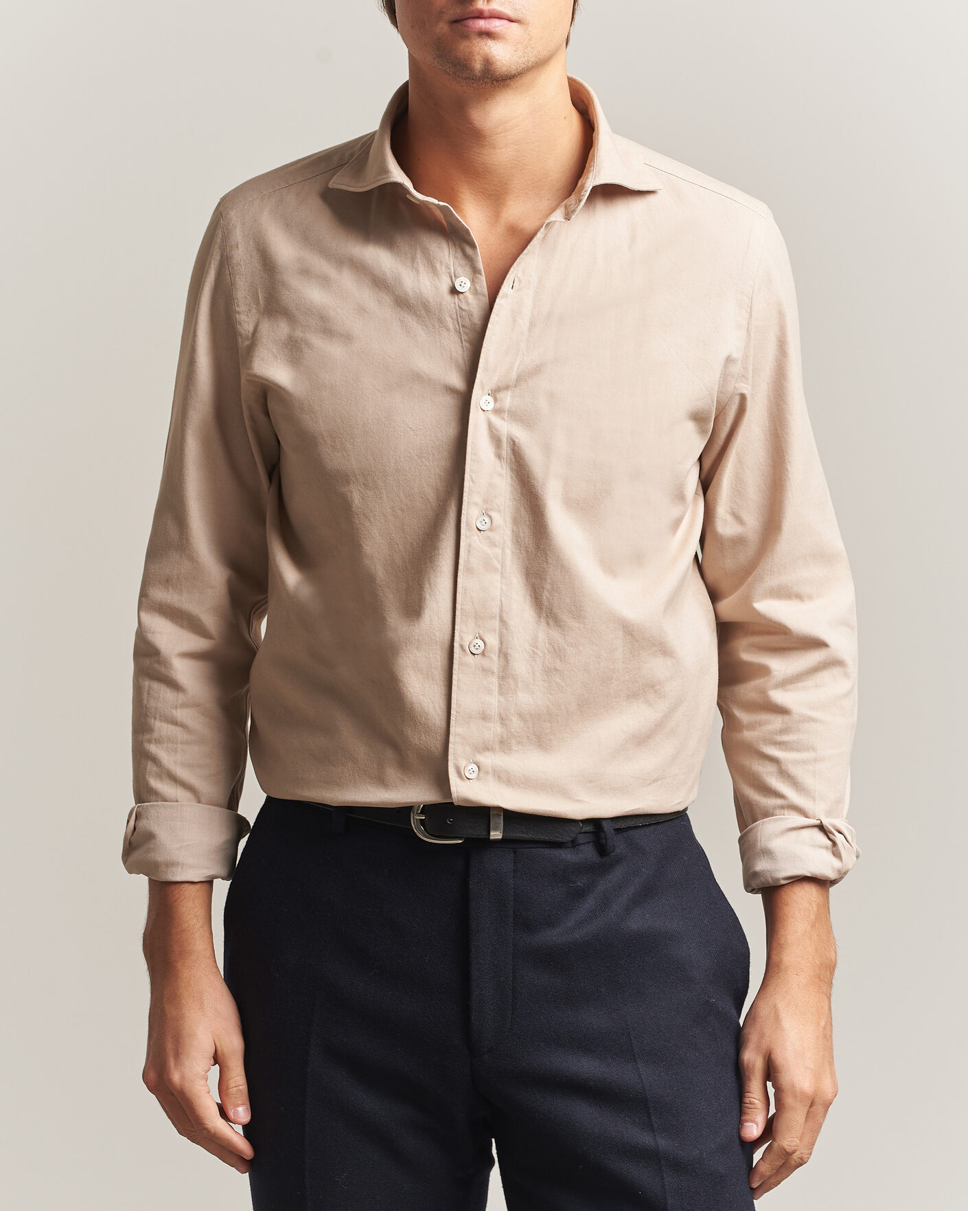 Heren | Overhemden | Finamore Napoli | Gaeta Flannel Sport Shirt Beige