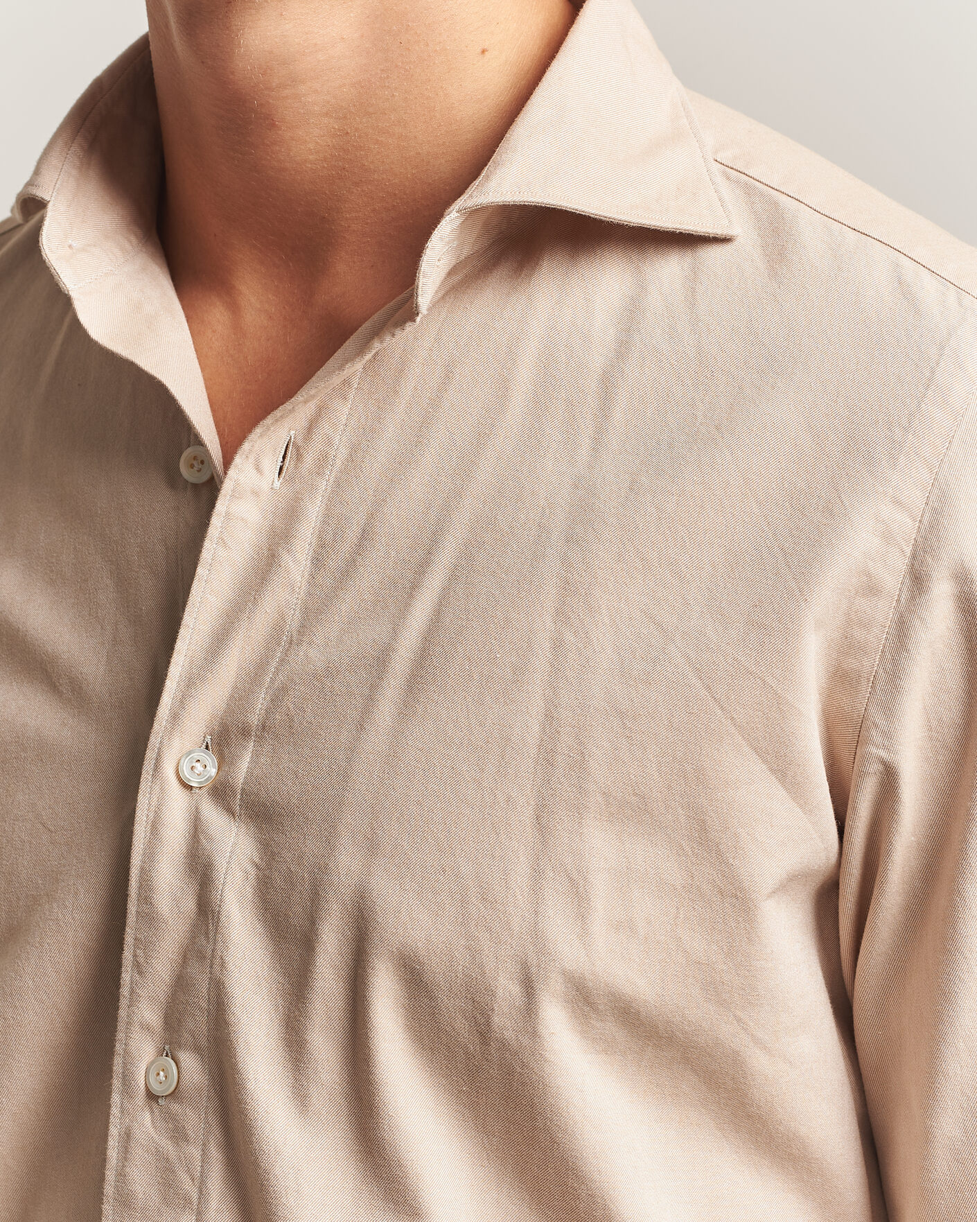 Heren | Overhemden | Finamore Napoli | Gaeta Flannel Sport Shirt Beige