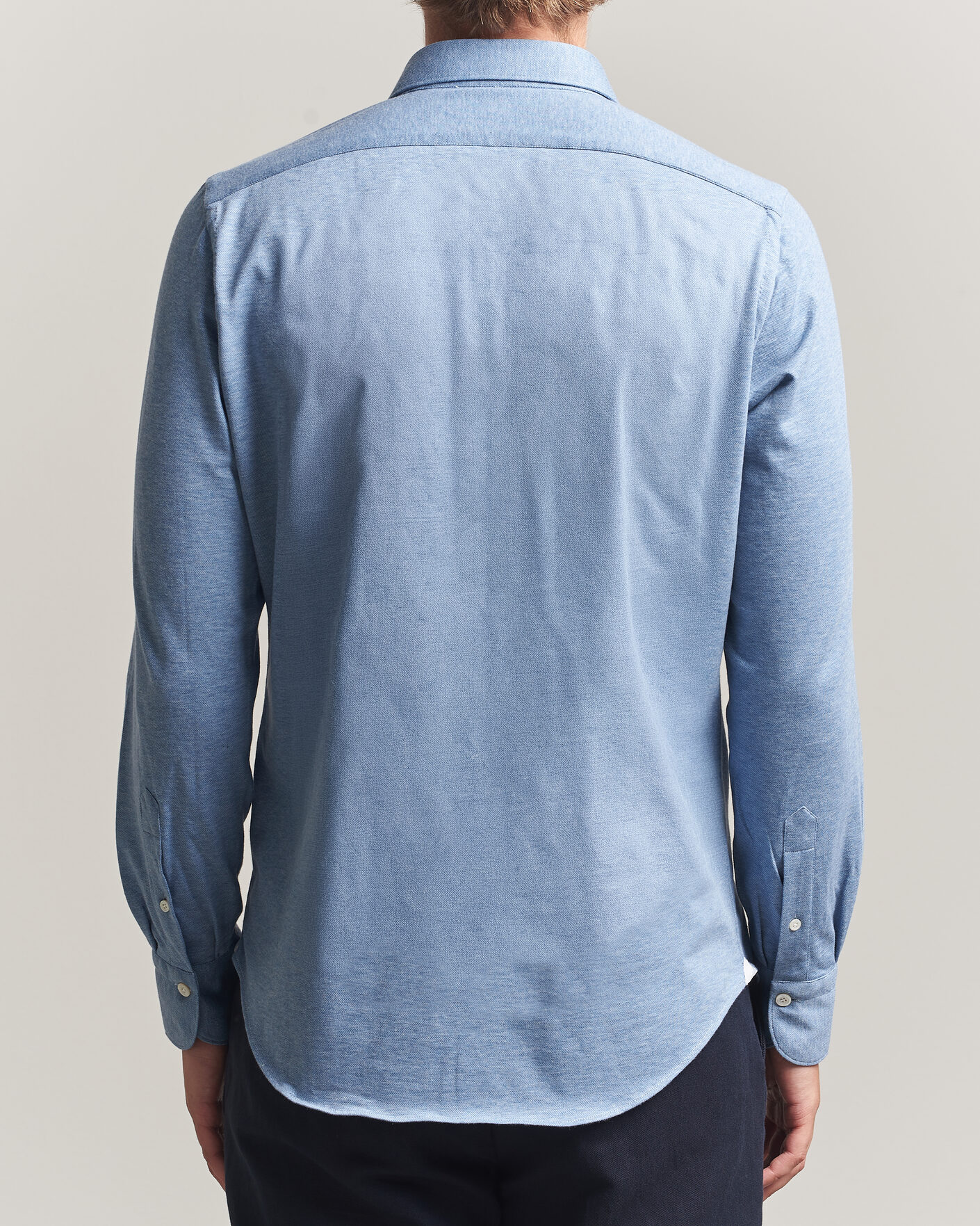 Heren | Overhemden | Finamore Napoli | Cotton/Cashmere Jersey Shirt Light Blue