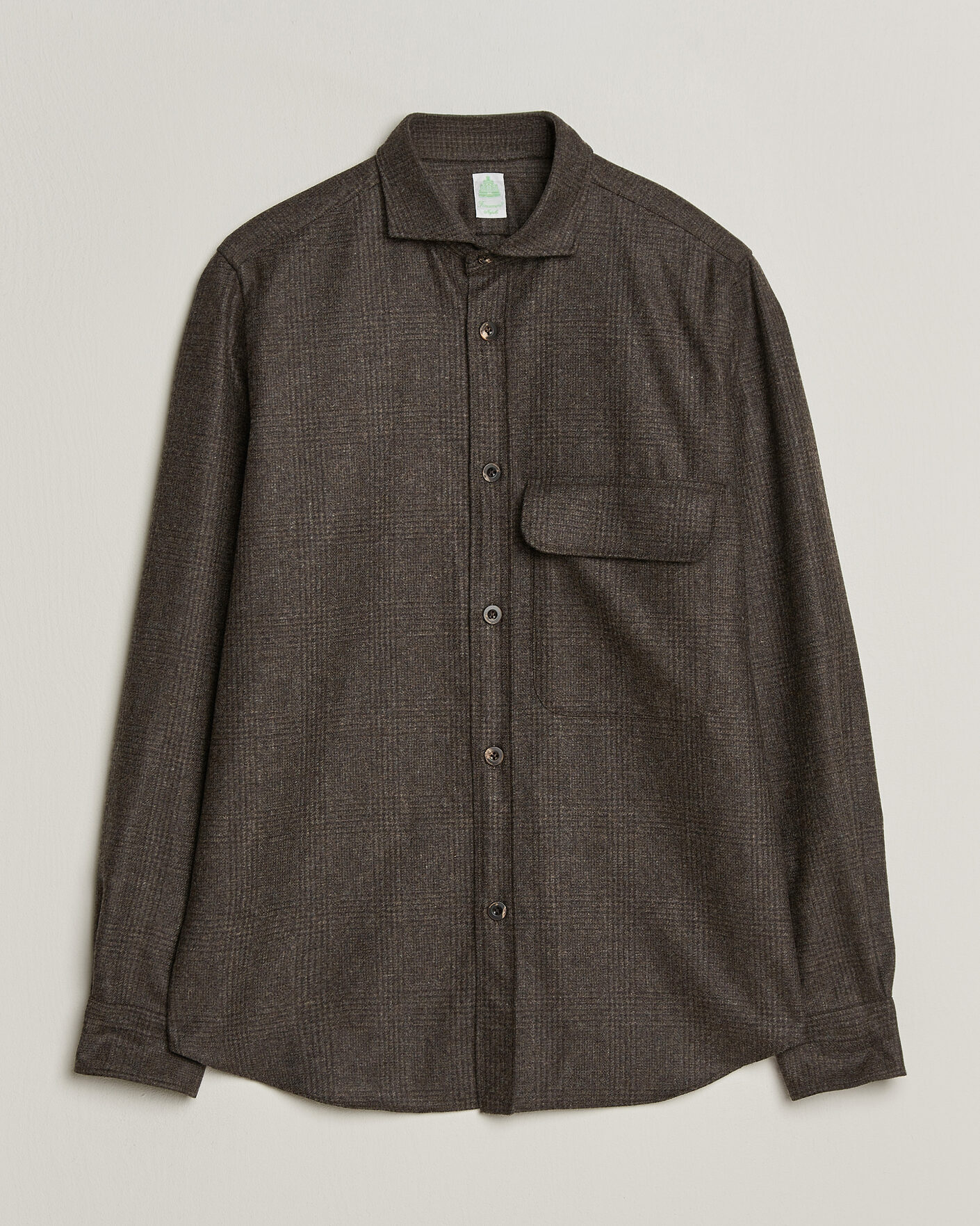 Heren | Overhemden | Finamore Napoli | Wool Houndstooth Overshirt Dark Brown