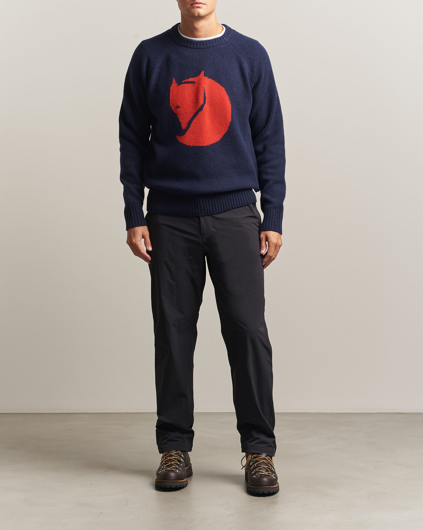 Heren | Truien | Fjällräven | Logo Knit Wool Sweater Dark Navy