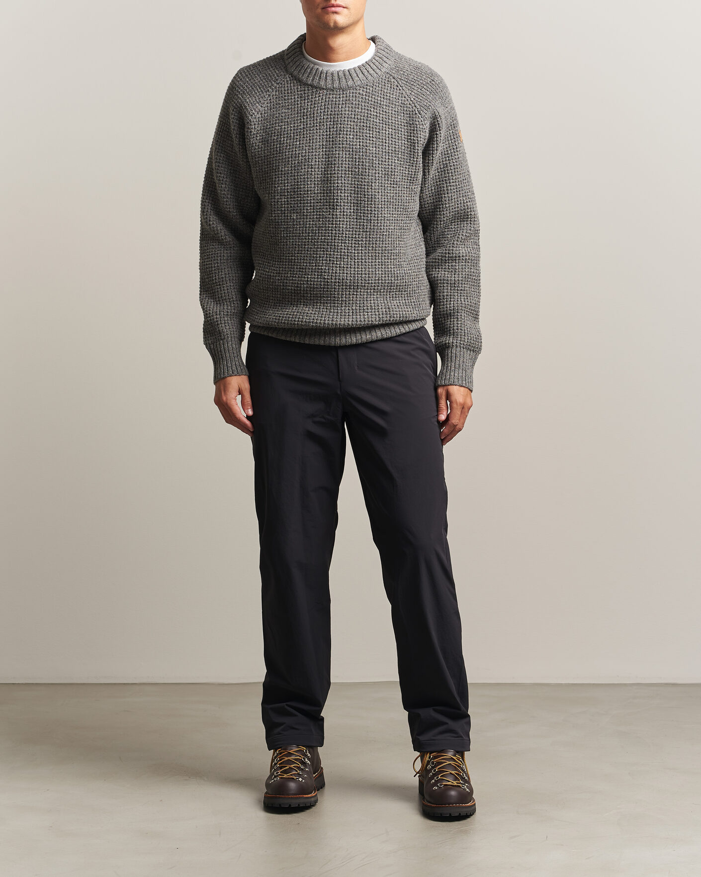 Heren | Truien | Fjällräven | Övik Wool Waffle Knit Grey Melange
