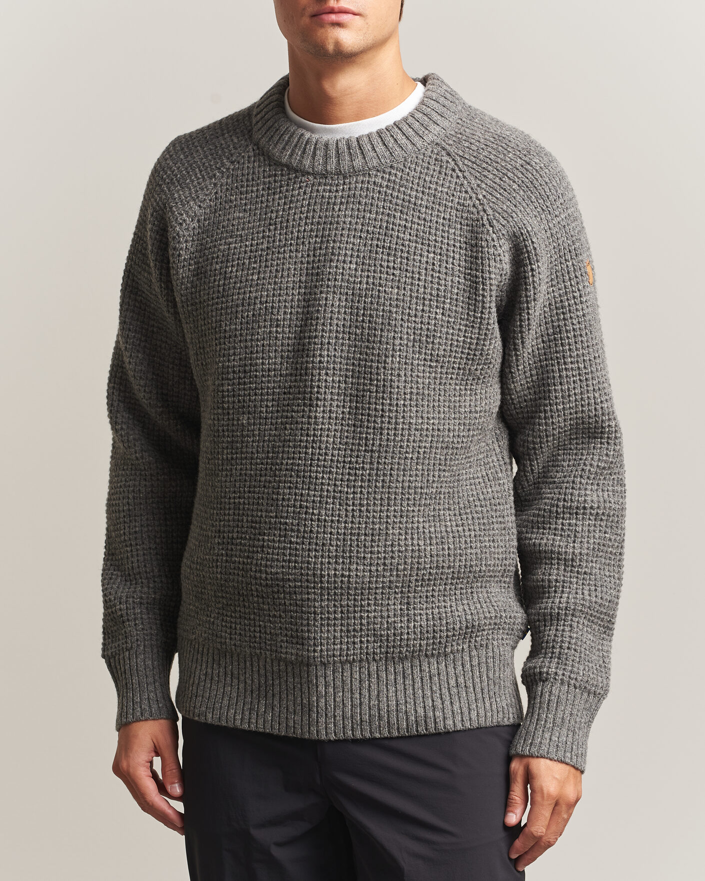 Heren | Truien | Fjällräven | Övik Wool Waffle Knit Grey Melange