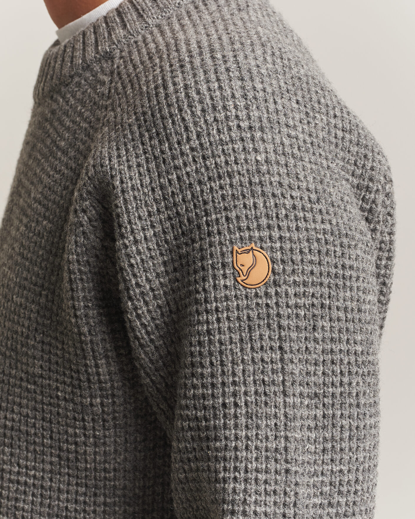 Heren | Truien | Fjällräven | Övik Wool Waffle Knit Grey Melange