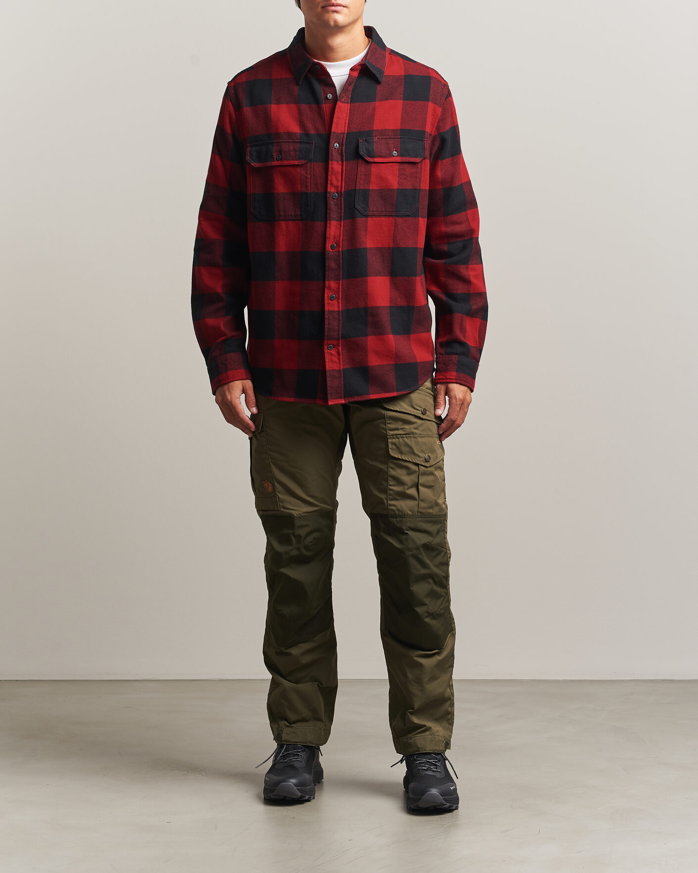 Heren | Overhemden | Fjällräven | Övik Heavy Flannel Shirt Red/Black