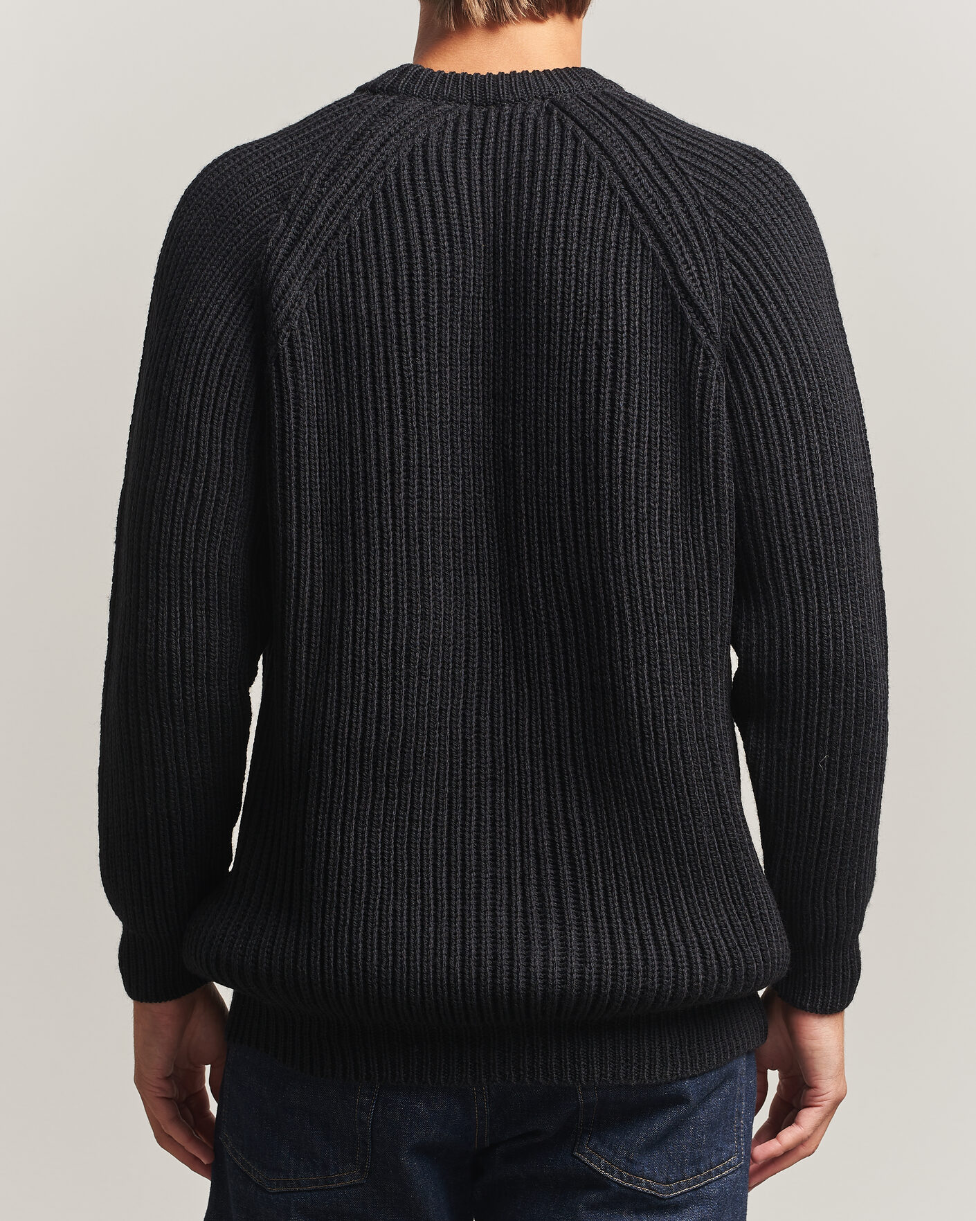 Heren | Truien | Gloverall | Fisherman Rib Chunky Wool Crew Neck Black