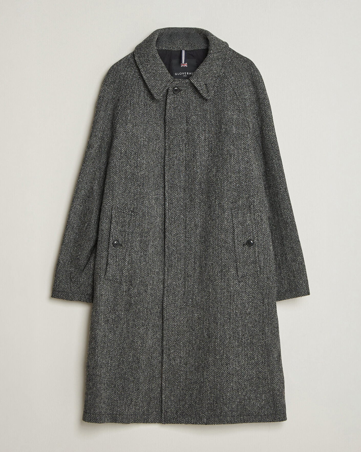 Heren | Jassen | Gloverall | Hynes Harris Tweed Coat Charcoal Herringbone