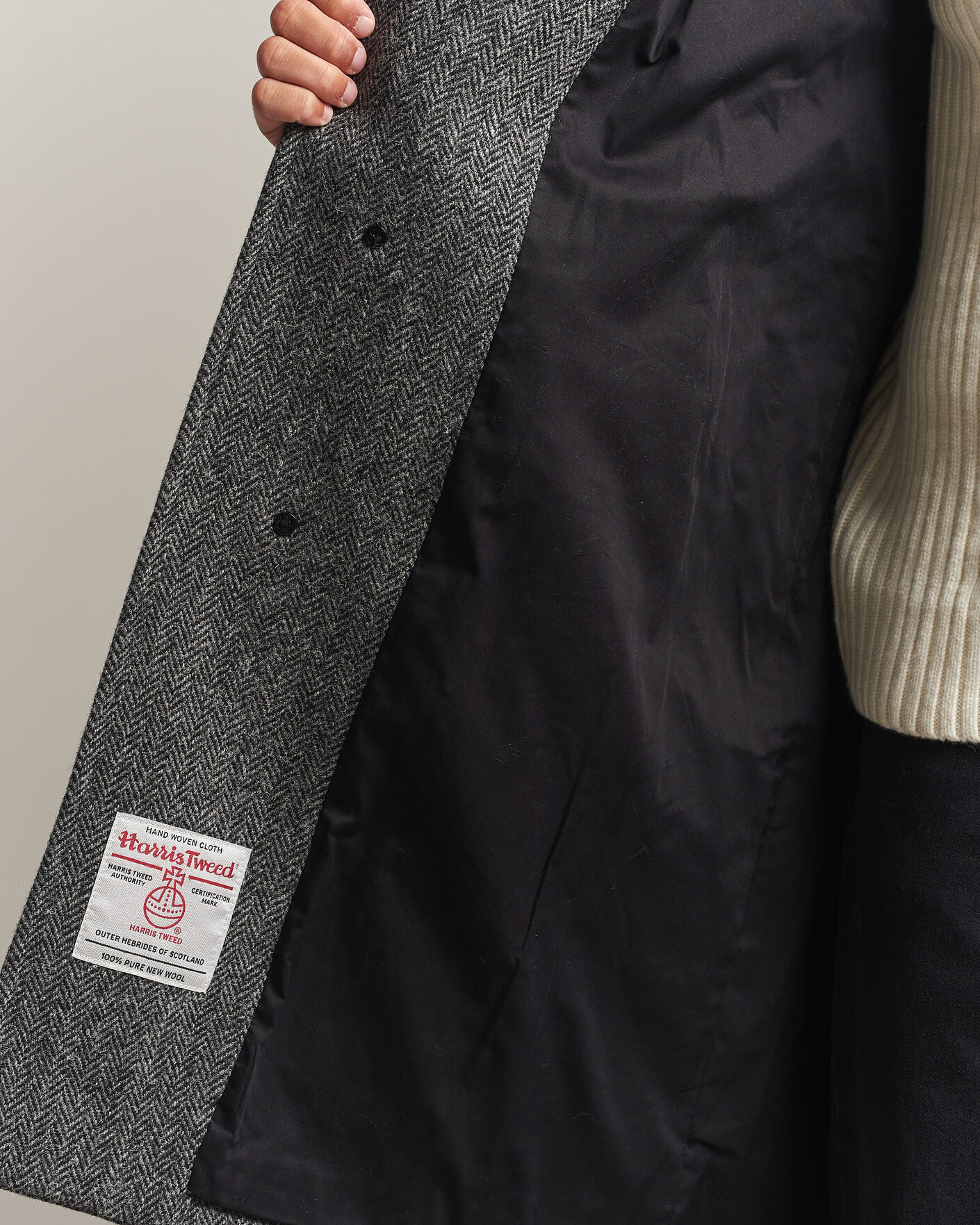 Heren | Jassen | Gloverall | Hynes Harris Tweed Coat Charcoal Herringbone