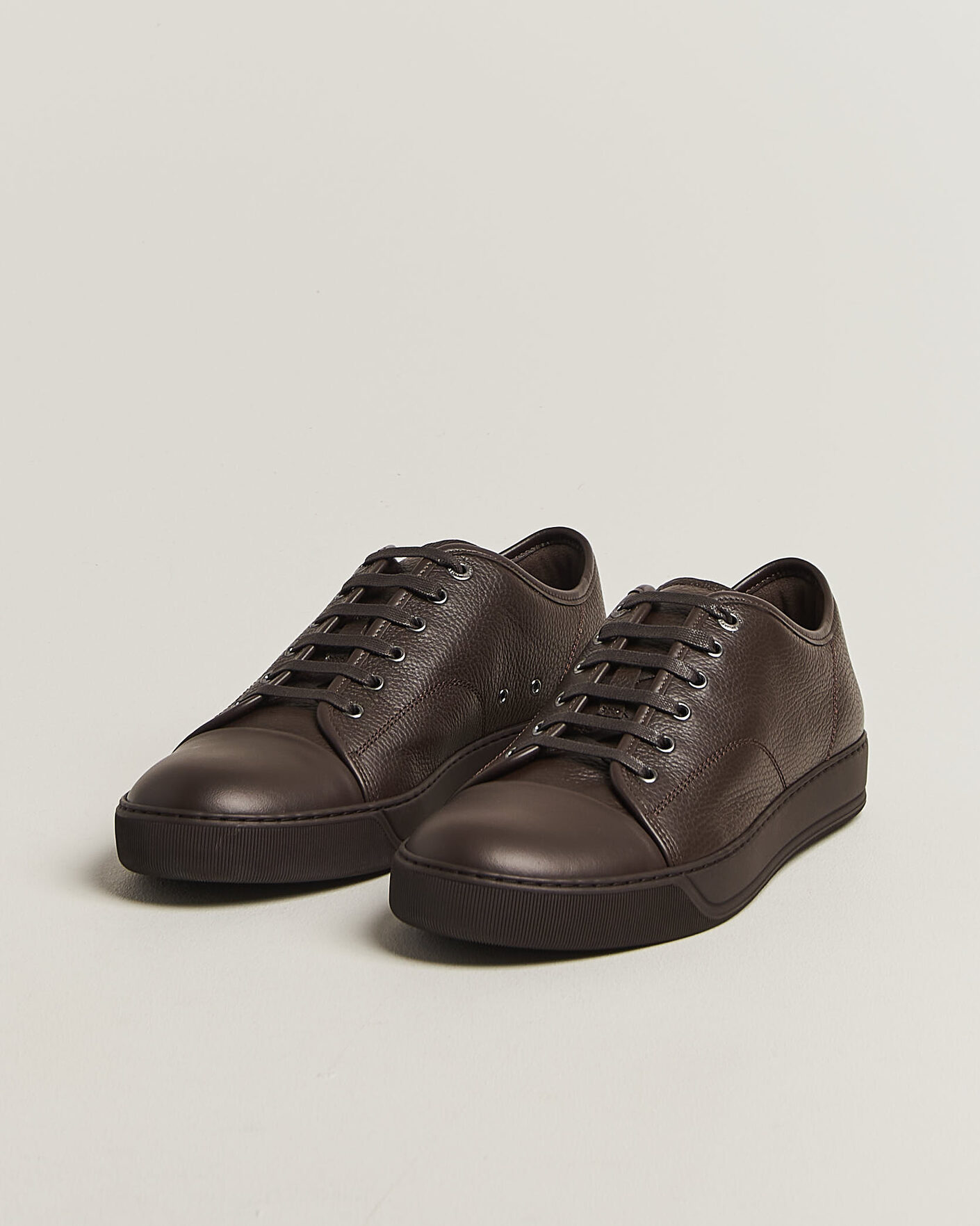 Heren | Sneakers | Lanvin | DBB1 Grain Leather Cap Toe Sneaker Brown