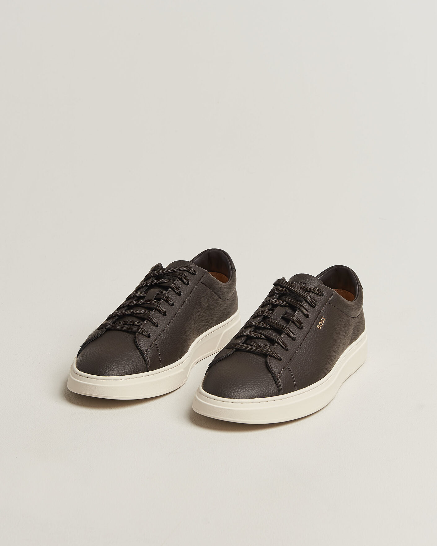 Heren | Sneakers | BOSS BLACK | Kieran Grained Leather Sneaker Dark Brown