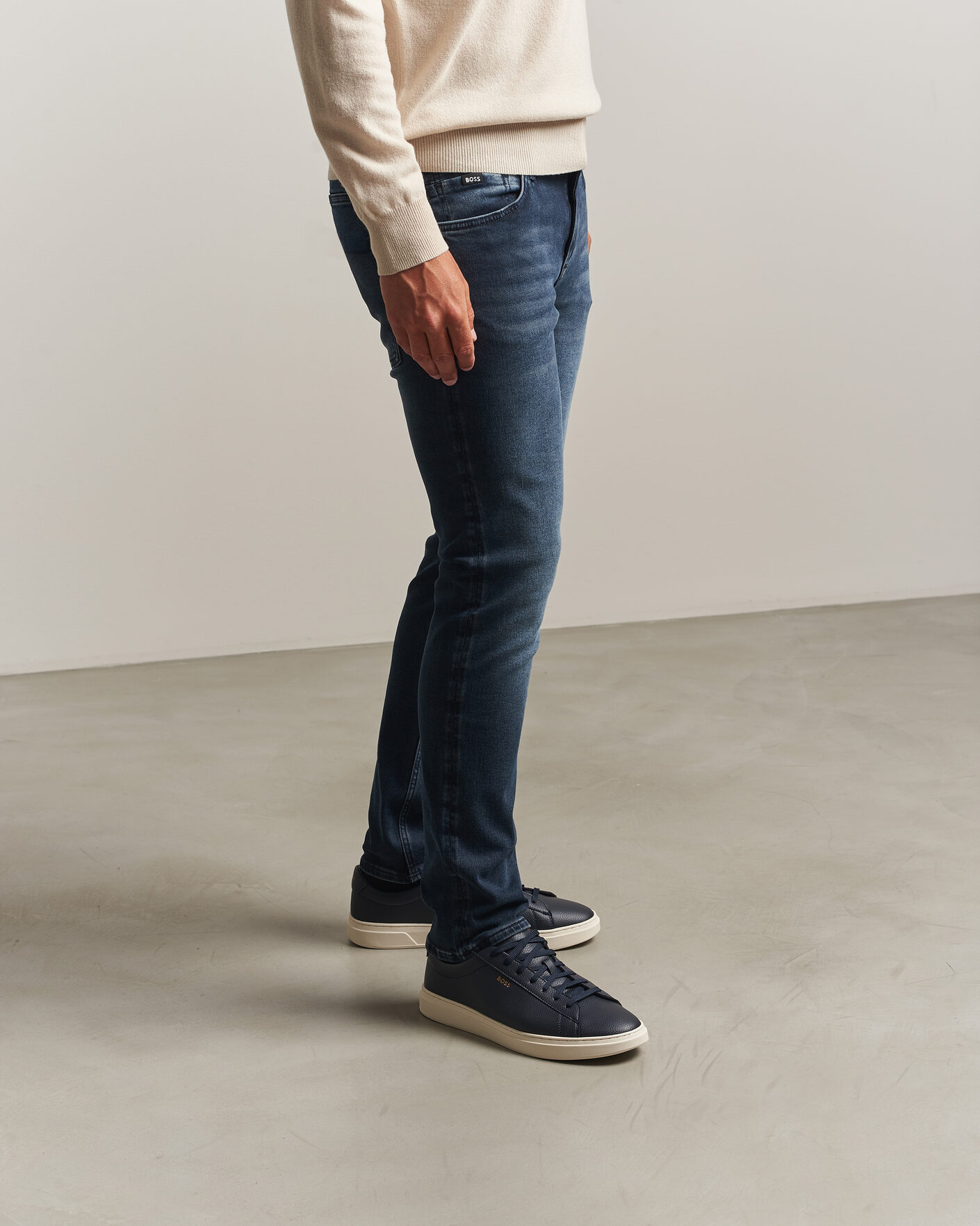 Heren | Sneakers | BOSS BLACK | Kieran Grained Leather Sneaker Dark Blue