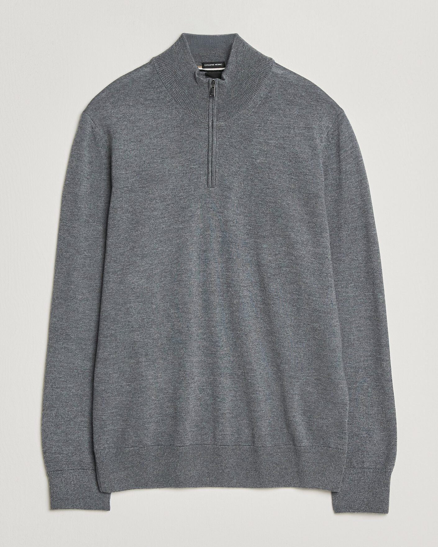 Heren | Truien | BOSS BLACK | Ebenji Merino Knitted Half Zip Medium Grey