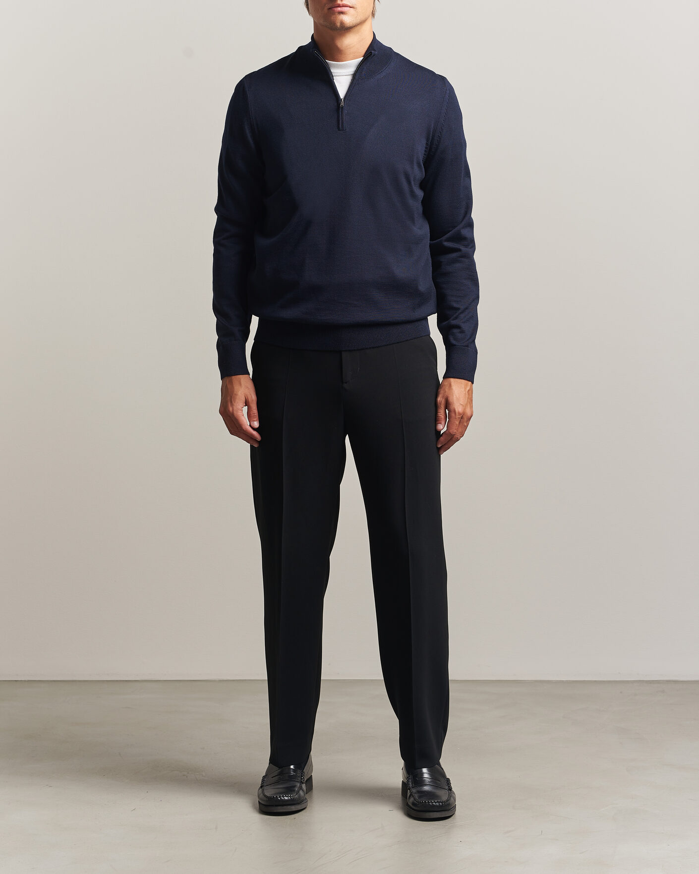 Heren | Truien | BOSS BLACK | Ebenji Merino Knitted Half Zip Dark Blue