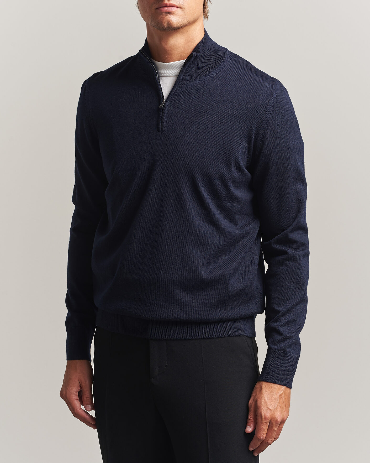Heren | Truien | BOSS BLACK | Ebenji Merino Knitted Half Zip Dark Blue