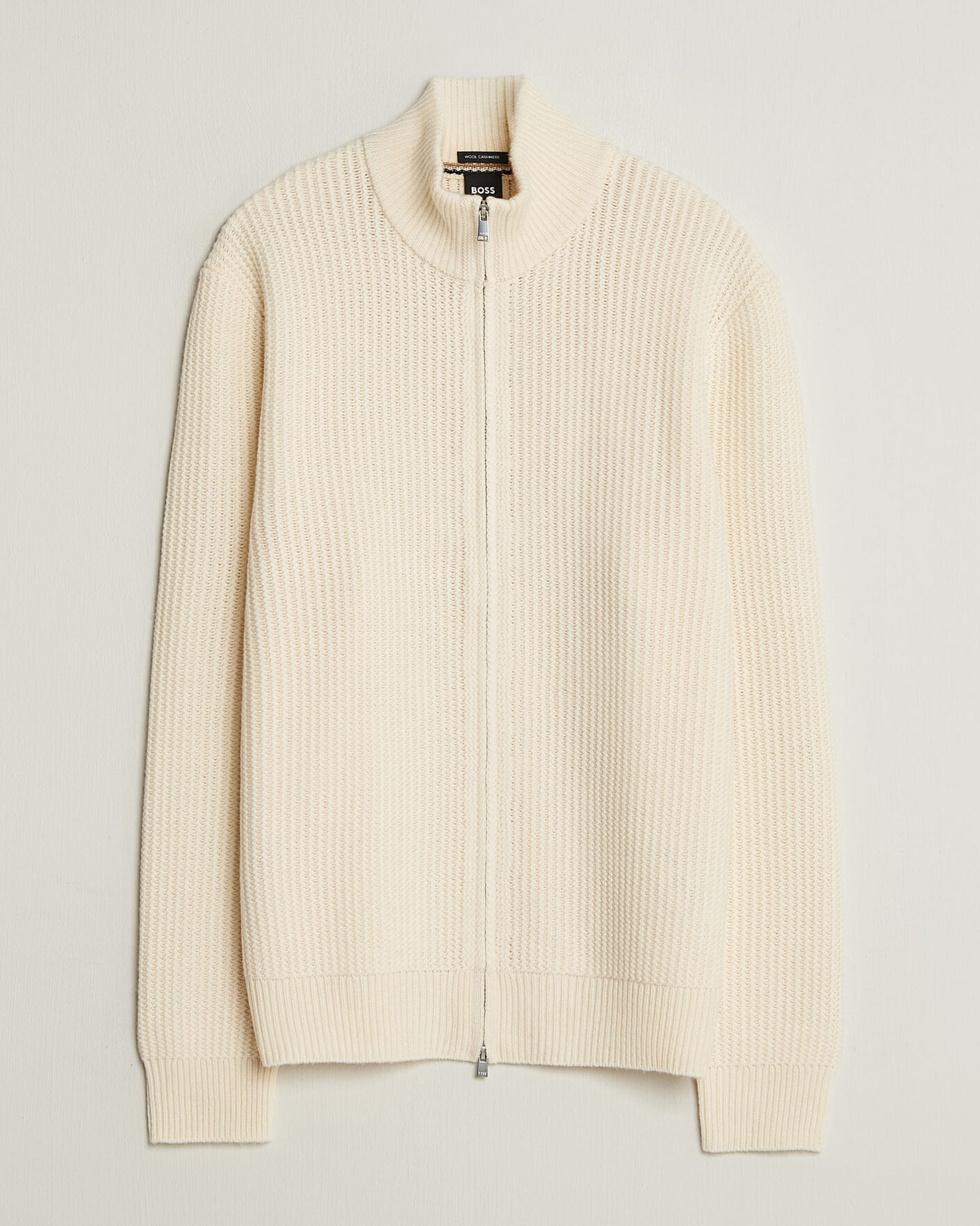 Heren | Truien | BOSS BLACK | Fiocco Wool/Cashmere Full Zip Open White