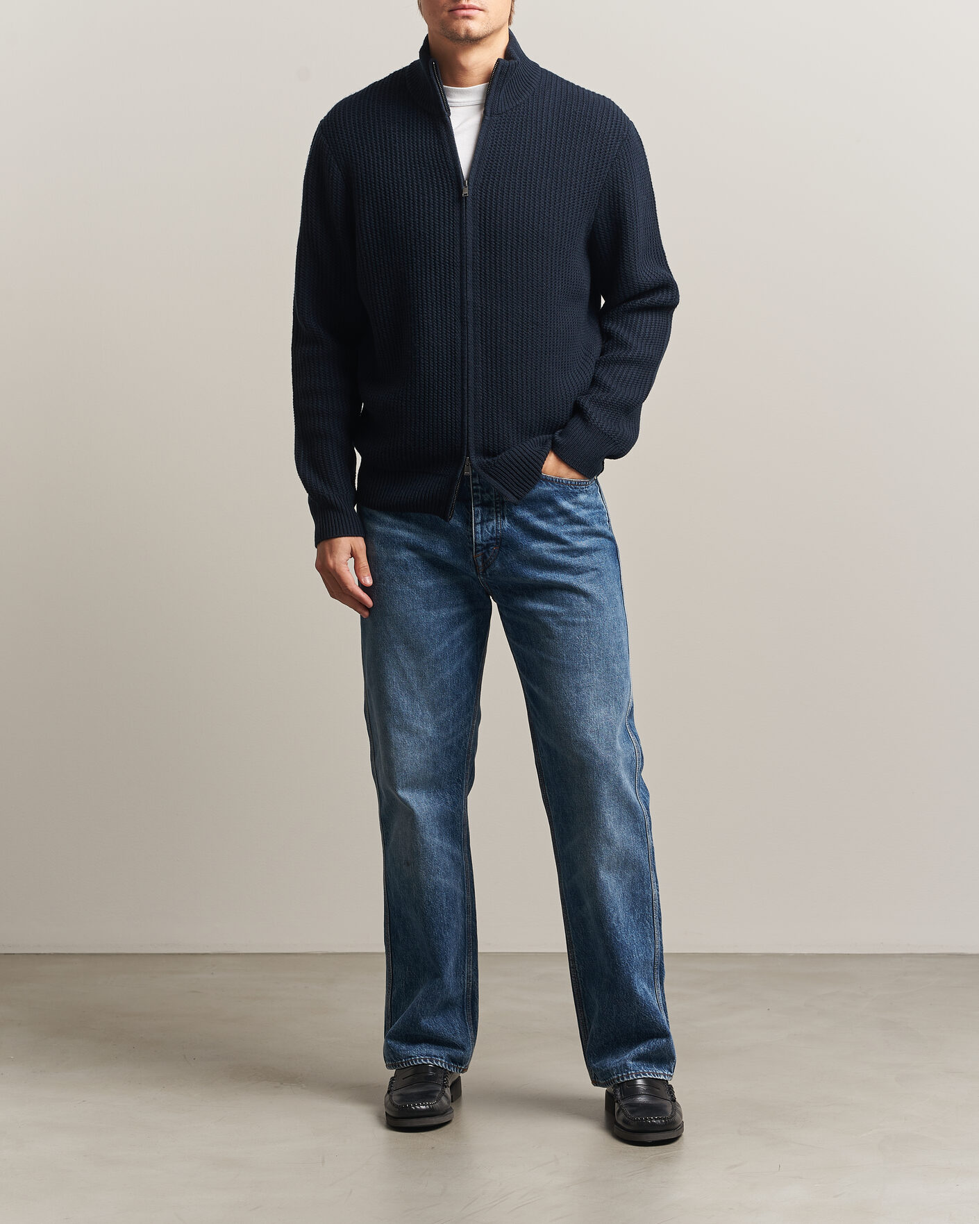 Heren | Truien | BOSS BLACK | Fiocco Wool/Cashmere Full Zip Dark Blue