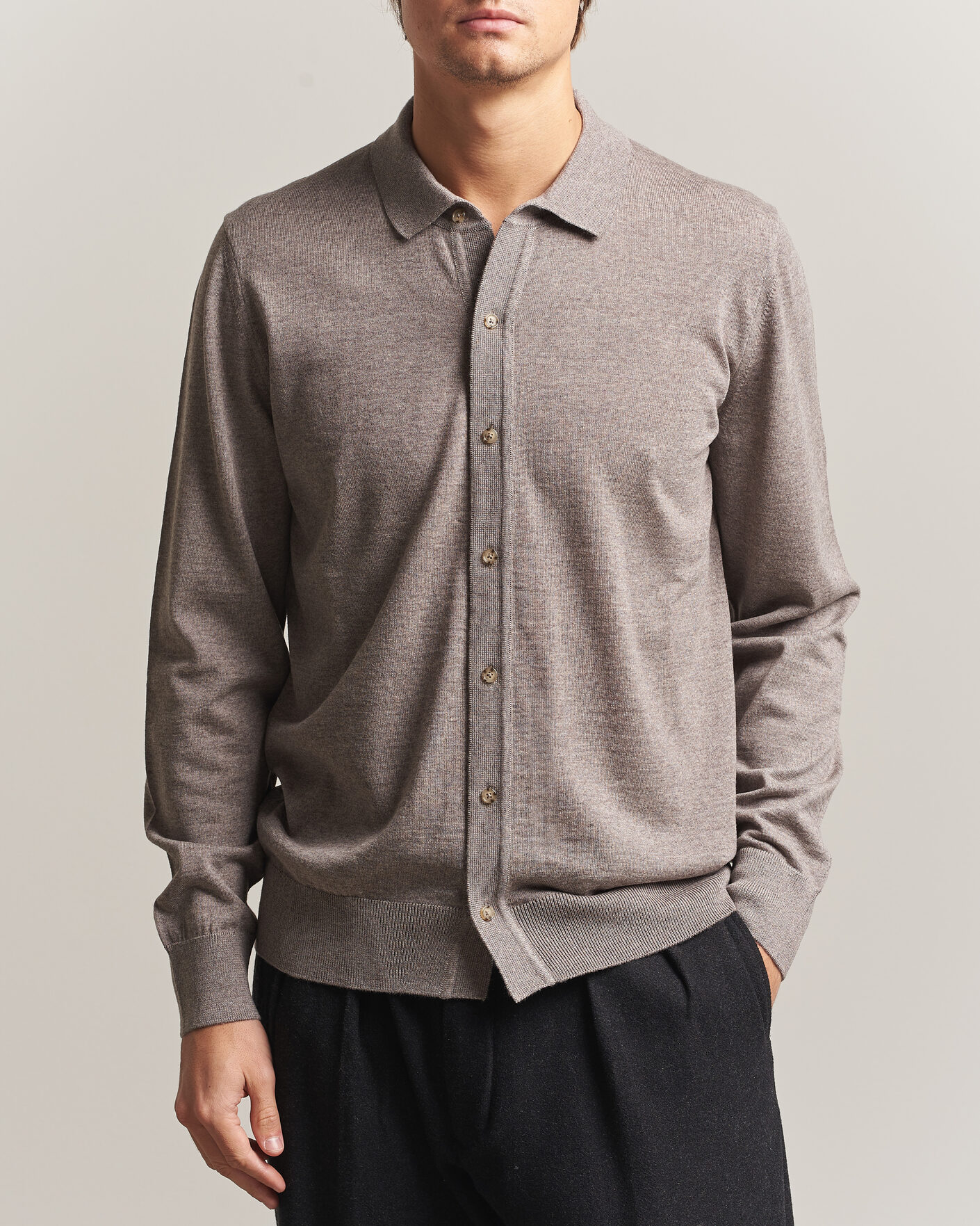 Heren | Truien | BOSS BLACK | Helbert Merino Knitted Cardigan Open Brown
