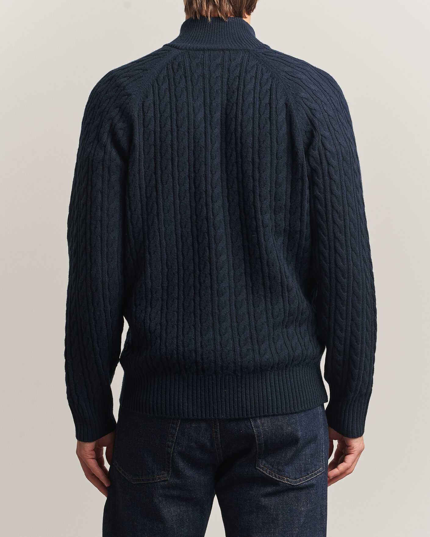 Heren | Truien | BOSS BLACK | Furore Wool/Cashmere Cable Half Zip Dark Blue