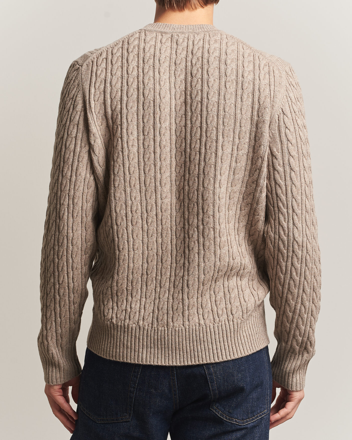 Heren | Truien | BOSS BLACK | Furlan Wool/Cashmere Cable Crew Neck Open Brown