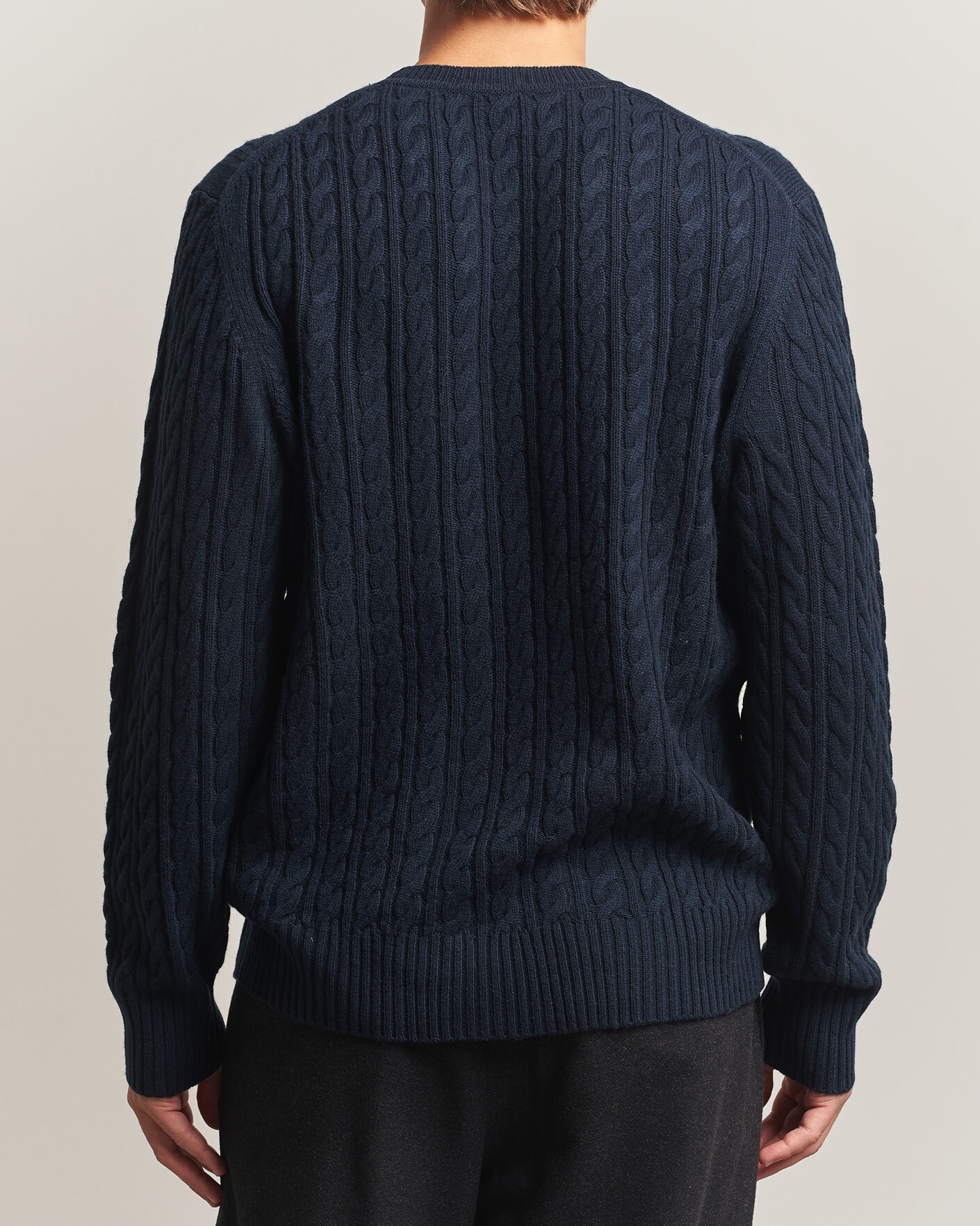 Heren | Truien | BOSS BLACK | Furlan Wool/Cashmere Cable Crew Neck Dark Blue