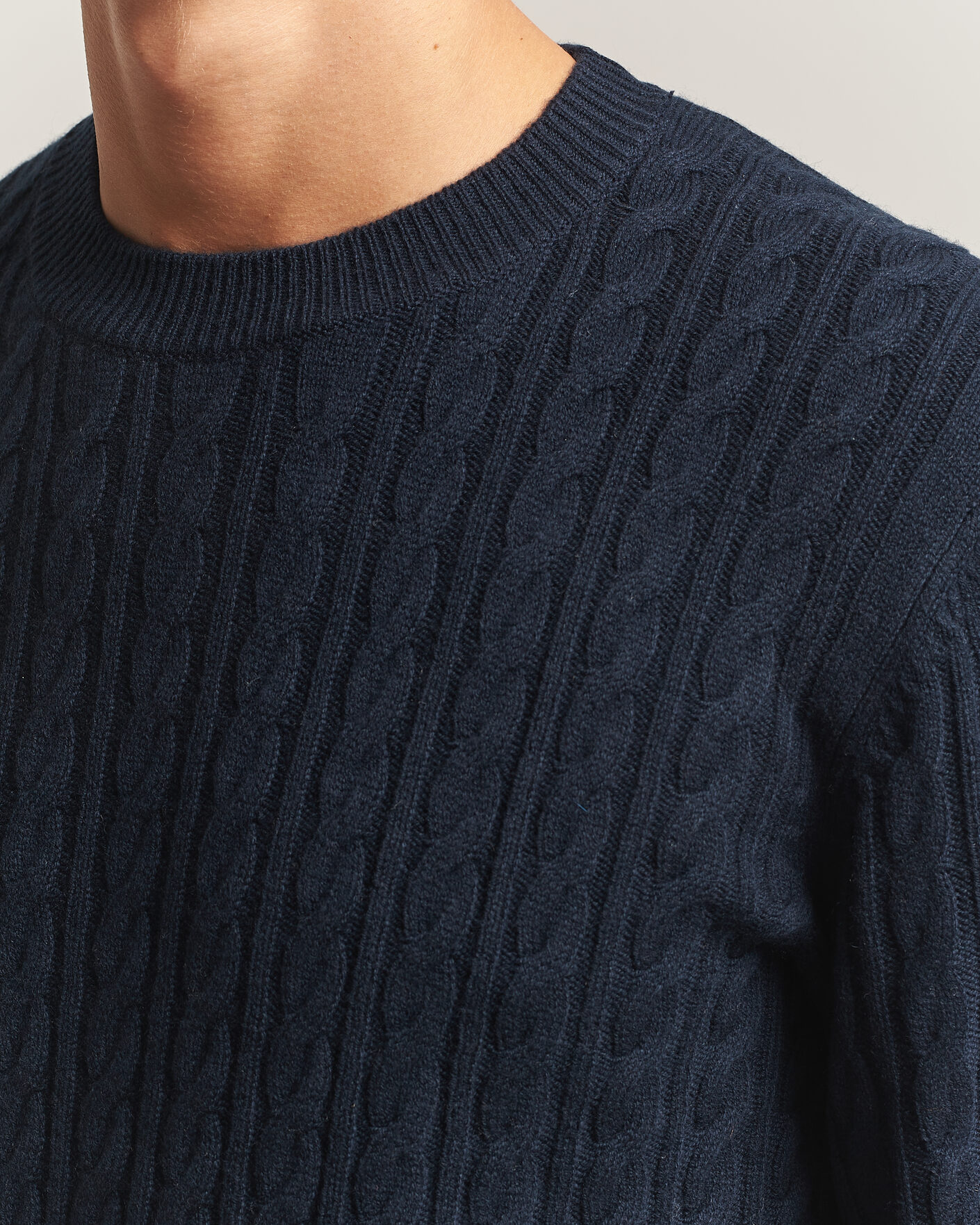 Heren | Truien | BOSS BLACK | Furlan Wool/Cashmere Cable Crew Neck Dark Blue