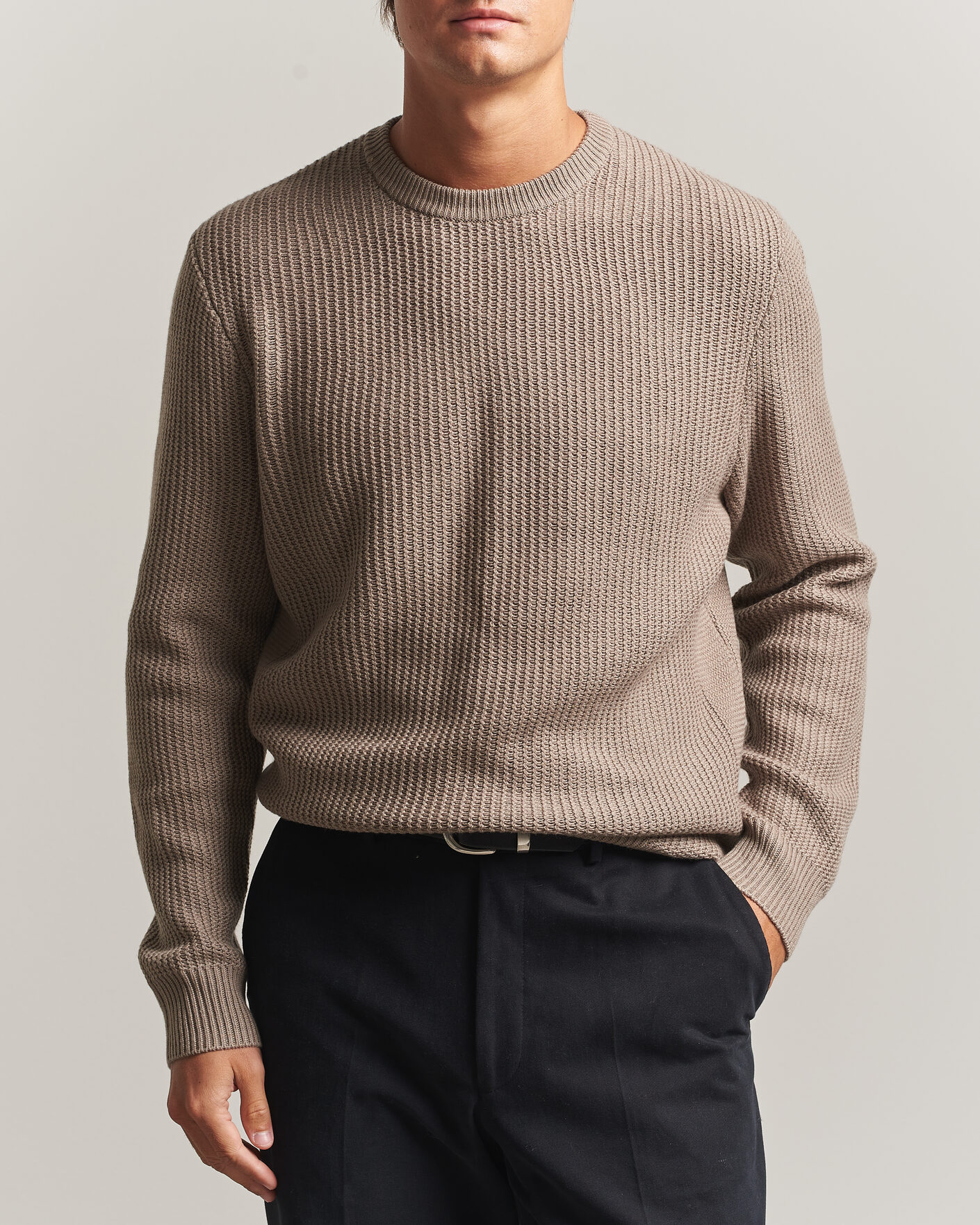 Heren | Truien | BOSS BLACK | Fiocchetto Wool/Cashmere Crew Neck Open Brown