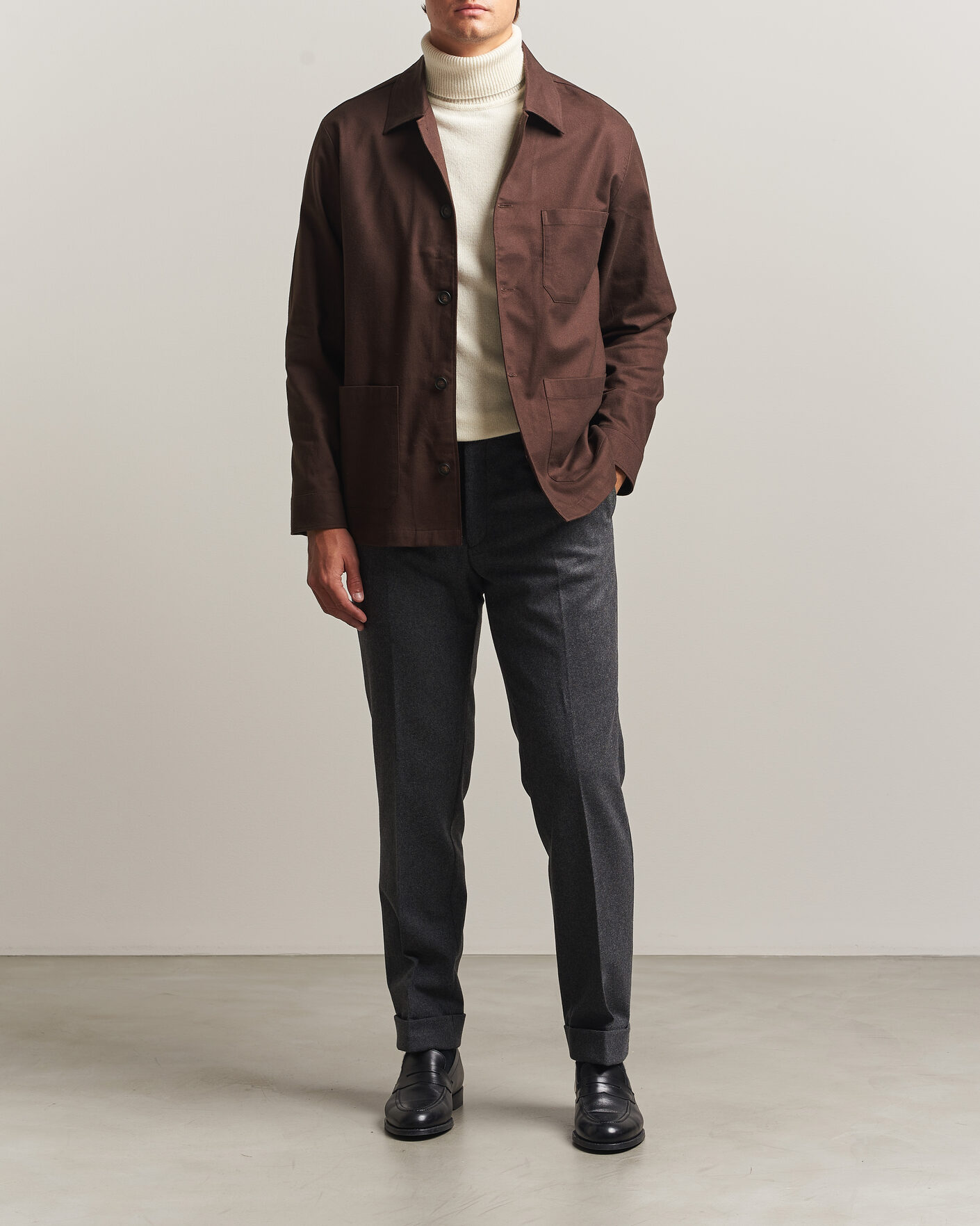Heren | Overhemden | BOSS BLACK | Cai Cotton Overshirt Dark Brown