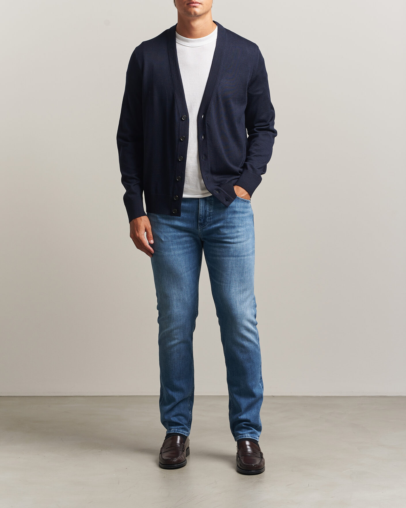 Heren | Truien | BOSS BLACK | Mardon Wool Cardigan Dark Blue