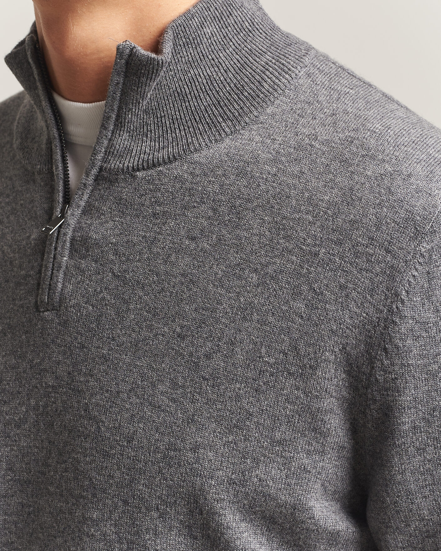 Heren | Truien | BOSS BLACK | Hemarlo Wool/Cashmere Half Zip Medium Grey
